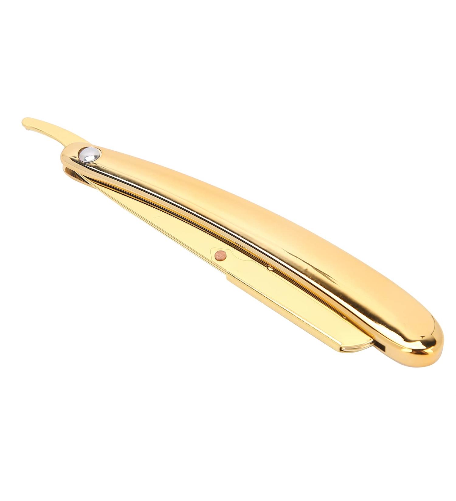 Premium Gold Stainless Steel Men's Hand Razor for Barbers & Home Use - No Blade Included - Buy Online on GoSupps.com