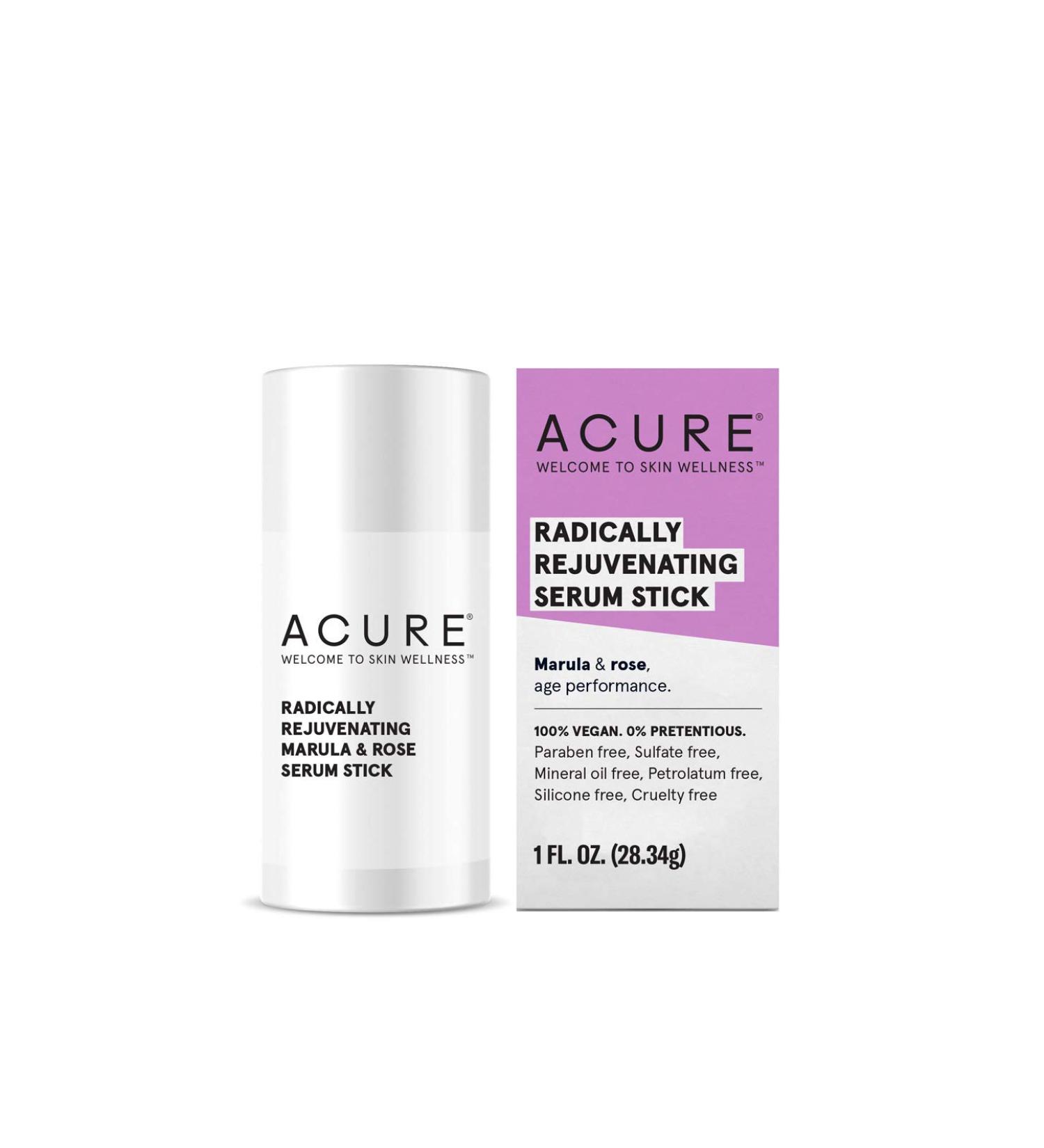 Acure Radically Rejuvenating Serum Stick - 100% Vegan Anti-Aging with Marula & Avocado Oil | 1 oz - Buy Online on GoSupps.com