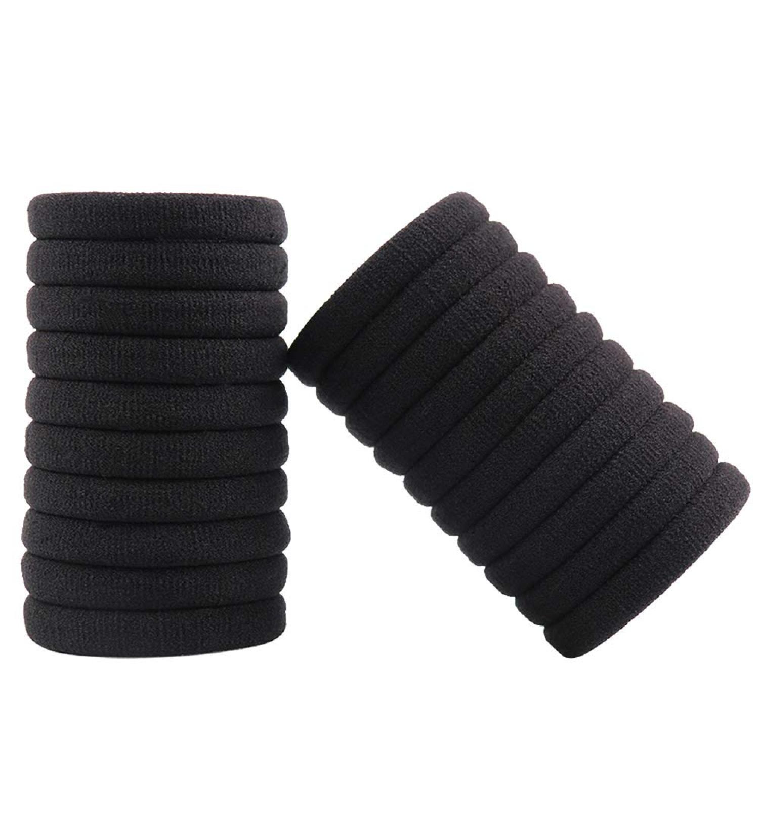 Super Soft Elastic Hair Ties - 60 Black Rubber Bands for Girls & Women | Metal-Free Everyday Use Scrunchies - Buy Online on GoSupps.com