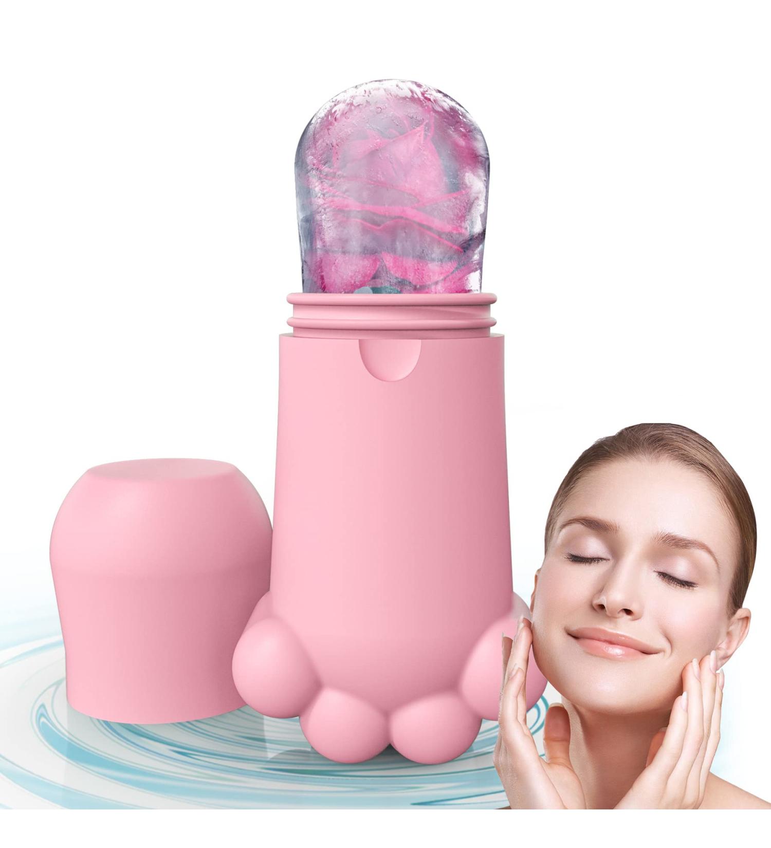 Silicone Ice Roller for Face & Eyes | Gua Sha Massage Tool for Brightening & Firming Skin | Shrink Pores, Reduce Wrinkles, and Stress Relief | Pink - Buy Online on GoSupps.com