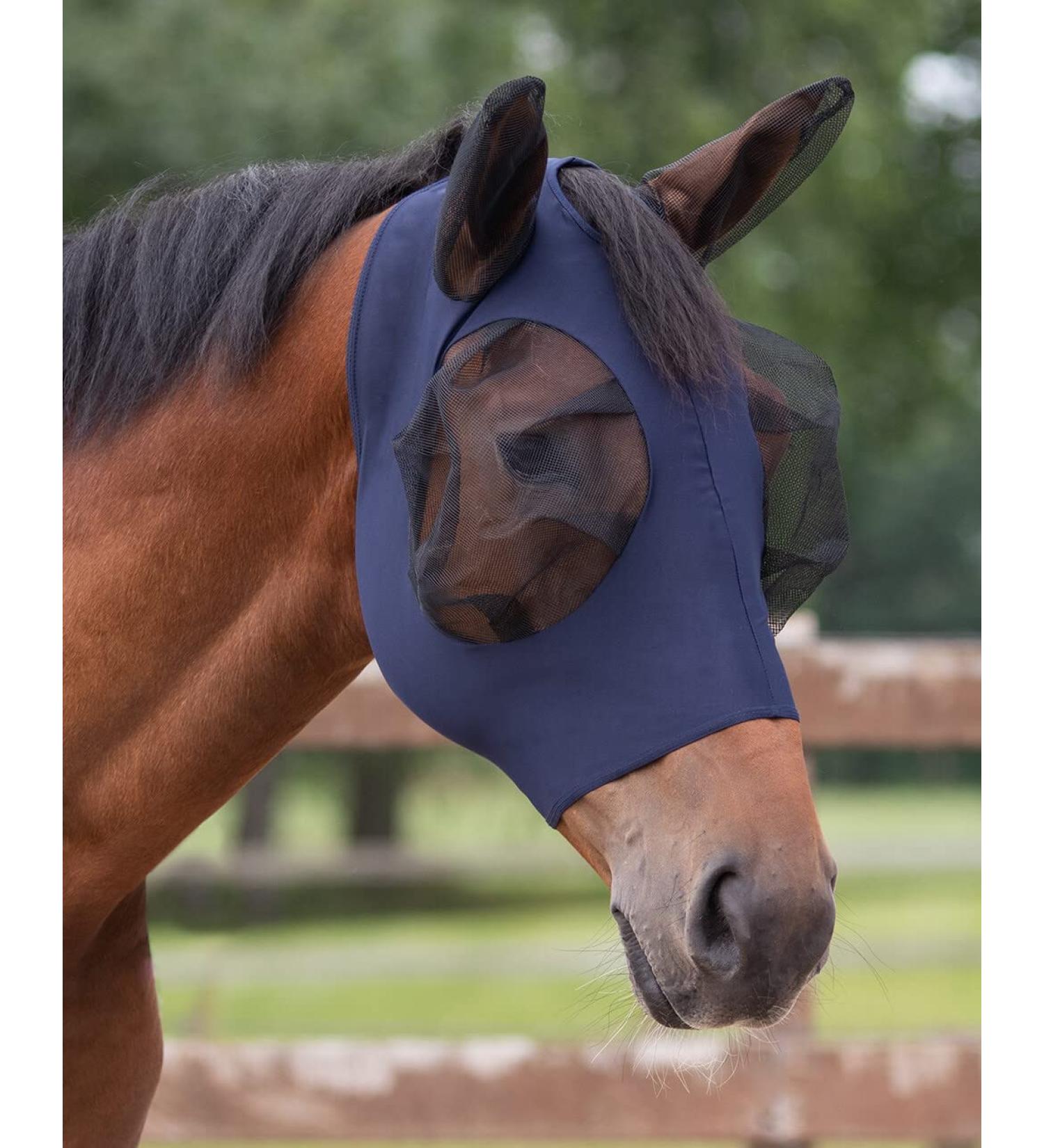 Fly Mask for Shetland Ponies - Elastic Fly Protection with Zipper - Navy - Shop Internationally - Buy Online on GoSupps.com