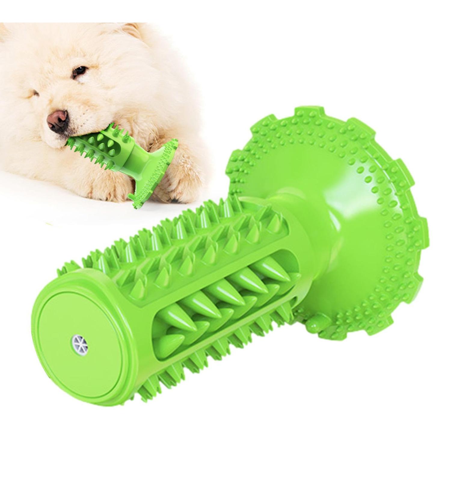 ONLYNENY TAGE Dog Cleaning Toy - Suction Cup Toothbrush for Dogs Crunching Sound Ideal for Shelters & Clinics - Green - Buy Online on GoSupps.com