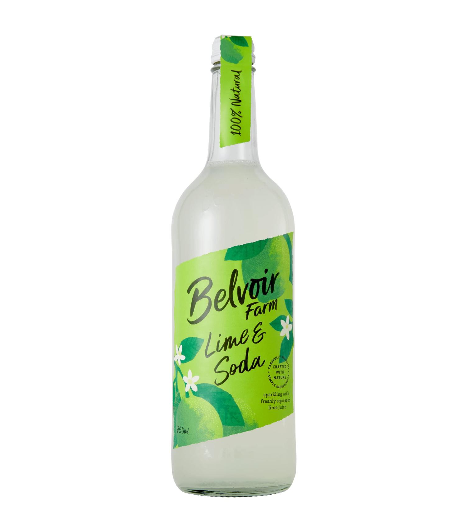 Belvoir Farm Sparkling Lime & Soda - Freshly Squeezed Limes & Pure Spring Water | Zesty & Refreshing | 100% Natural Ingredients | Suitable for Vegetarians & Vegans - 6 x 750ml Bottles 6 x 750ml Lime & Soda