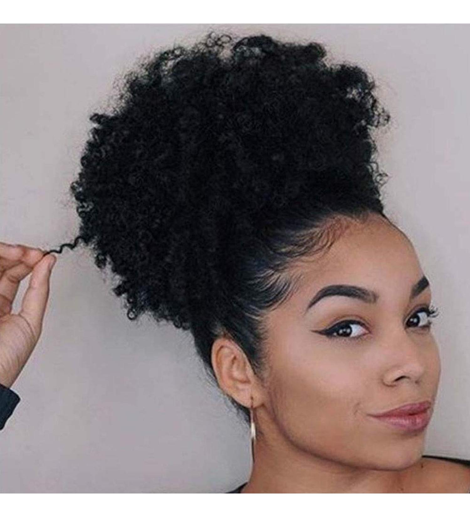 Afro Puff Tunnel Pull Horse Tail Wig | Kinky Curly Short Ponytail Hair Extensions for Natural Hair | Black Updo Hairstyle - Buy Online on GoSupps.com