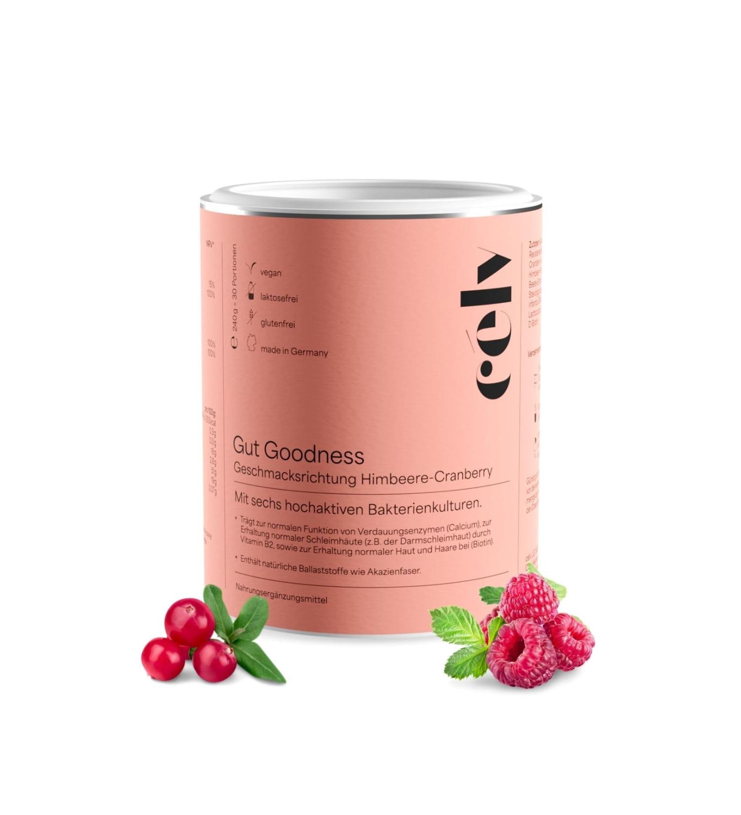 C lv Gut Goodness Raspberry Cranberry Drink Powder | 30 Portions | Gut Health & Intestinal Bacteria | Made in Germany - Buy Online on GoSupps.com
