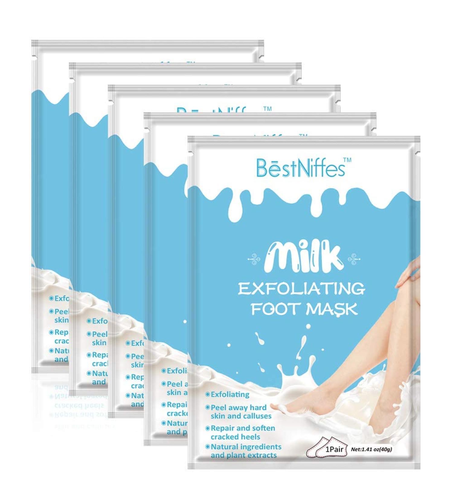 Foot Peeling Mask - 5 Pairs | Natural Exfoliator for Baby Soft Feet | Pain-Free Corn Remover for Women & Men (Milk) - Buy Online on GoSupps.com
