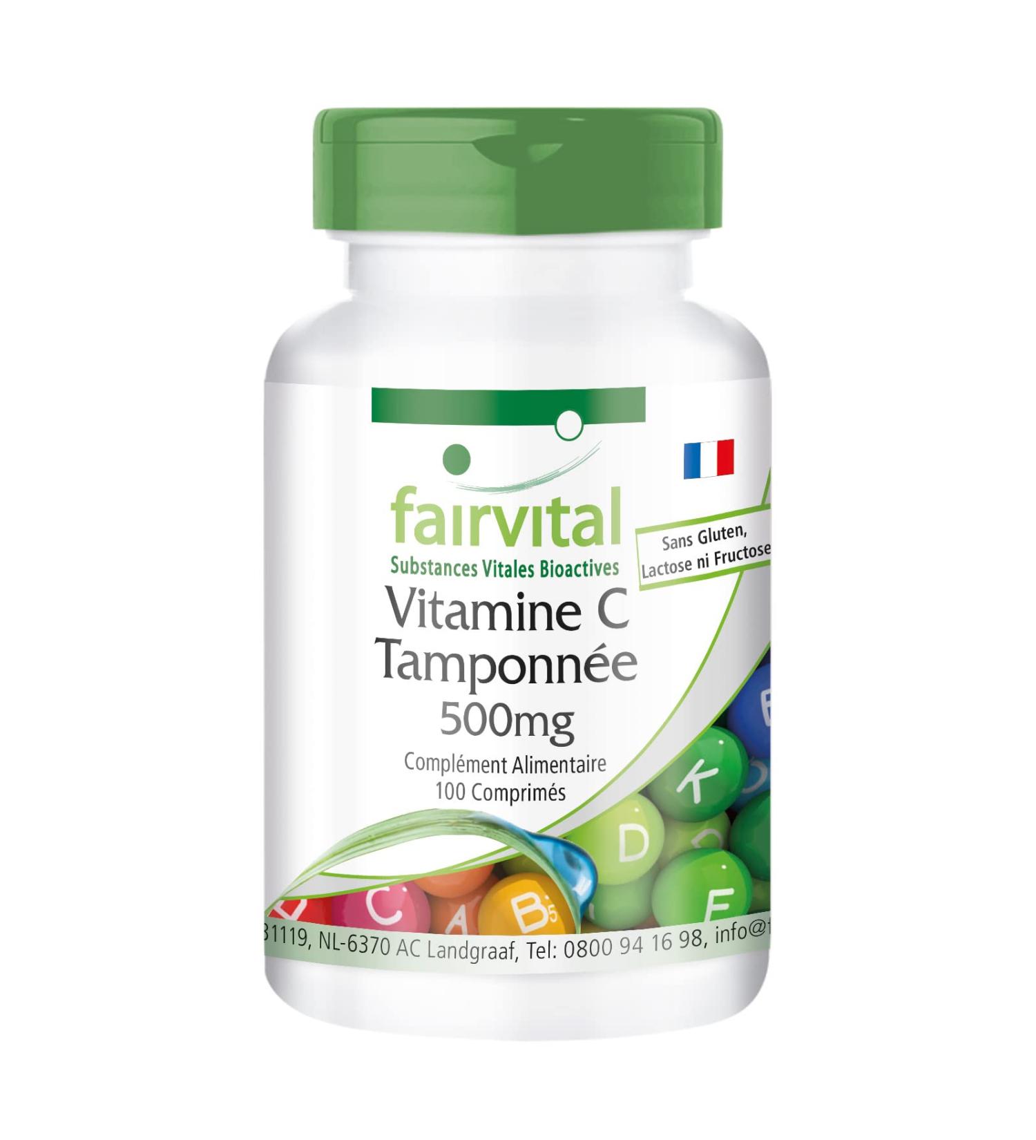 Fairvital | Vitamine C tamponn e 500mg - boite de 100 jours - VEGAN - Fortement dos - 100 comprim s - ascorbate de calcium - Buy Online on GoSupps.com