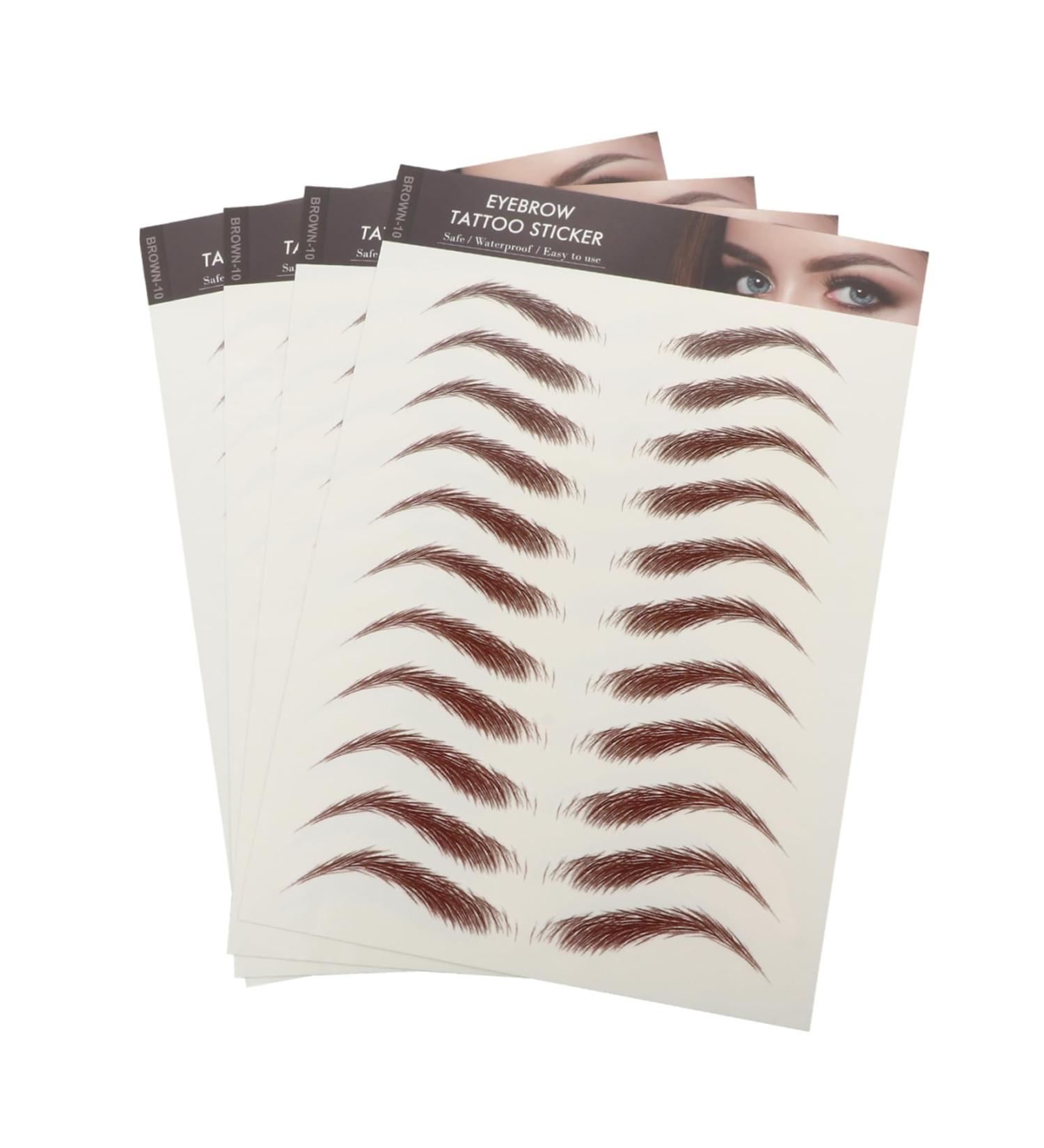 SOESFOUFU Eyebrow Decals 4 Sheets Waterproof Eyebrow Stickers Hair Decals 4d False Eyebrows Cosmetics Post Paper 6d Make up 21x14.8cm Brown - Buy Online on GoSupps.com
