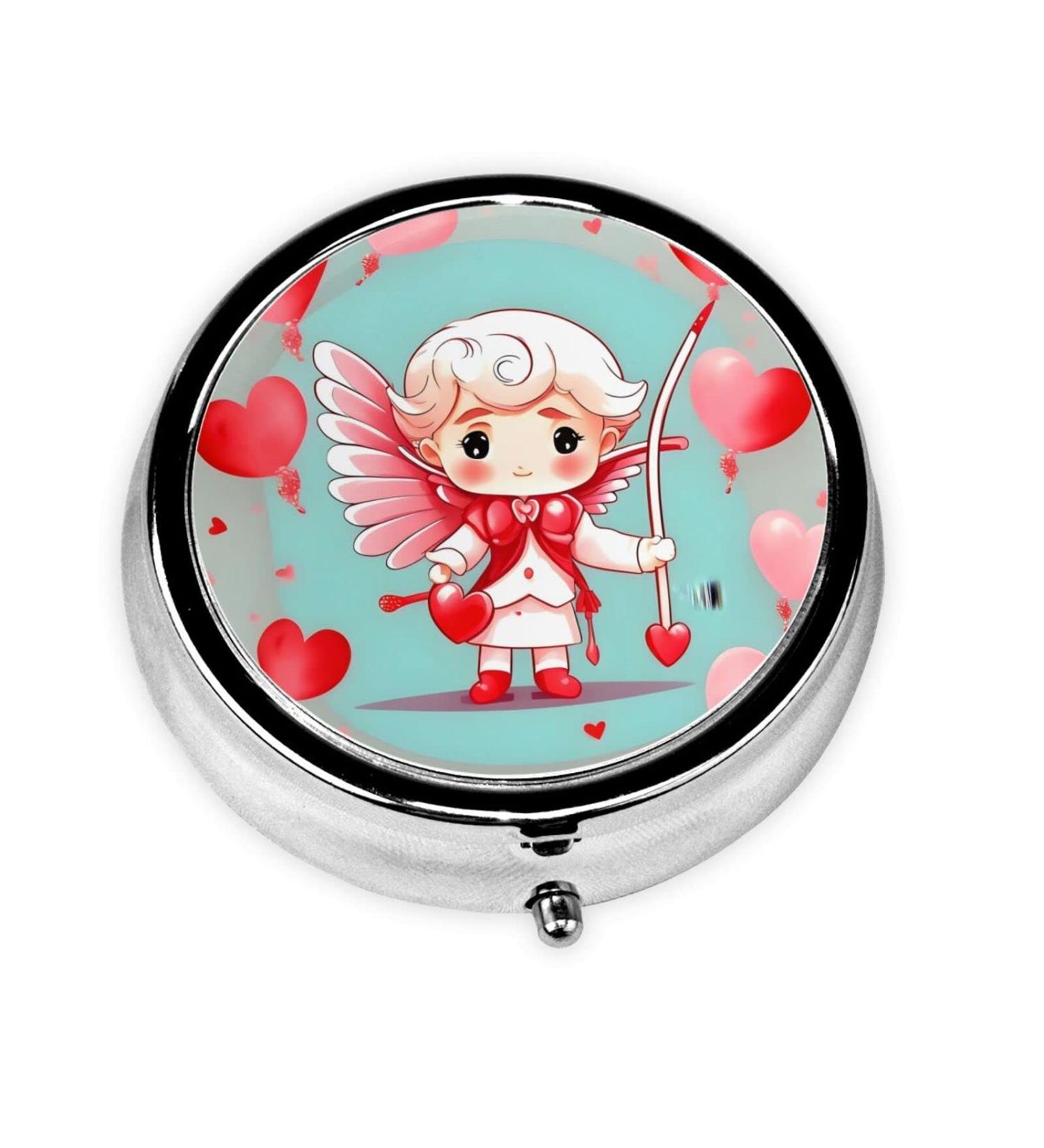 Cute Loving Boy Round Pill Box | 3 Compartment Organizer | Portable Travel Pill Box for International Shipping - Buy Online on GoSupps.com