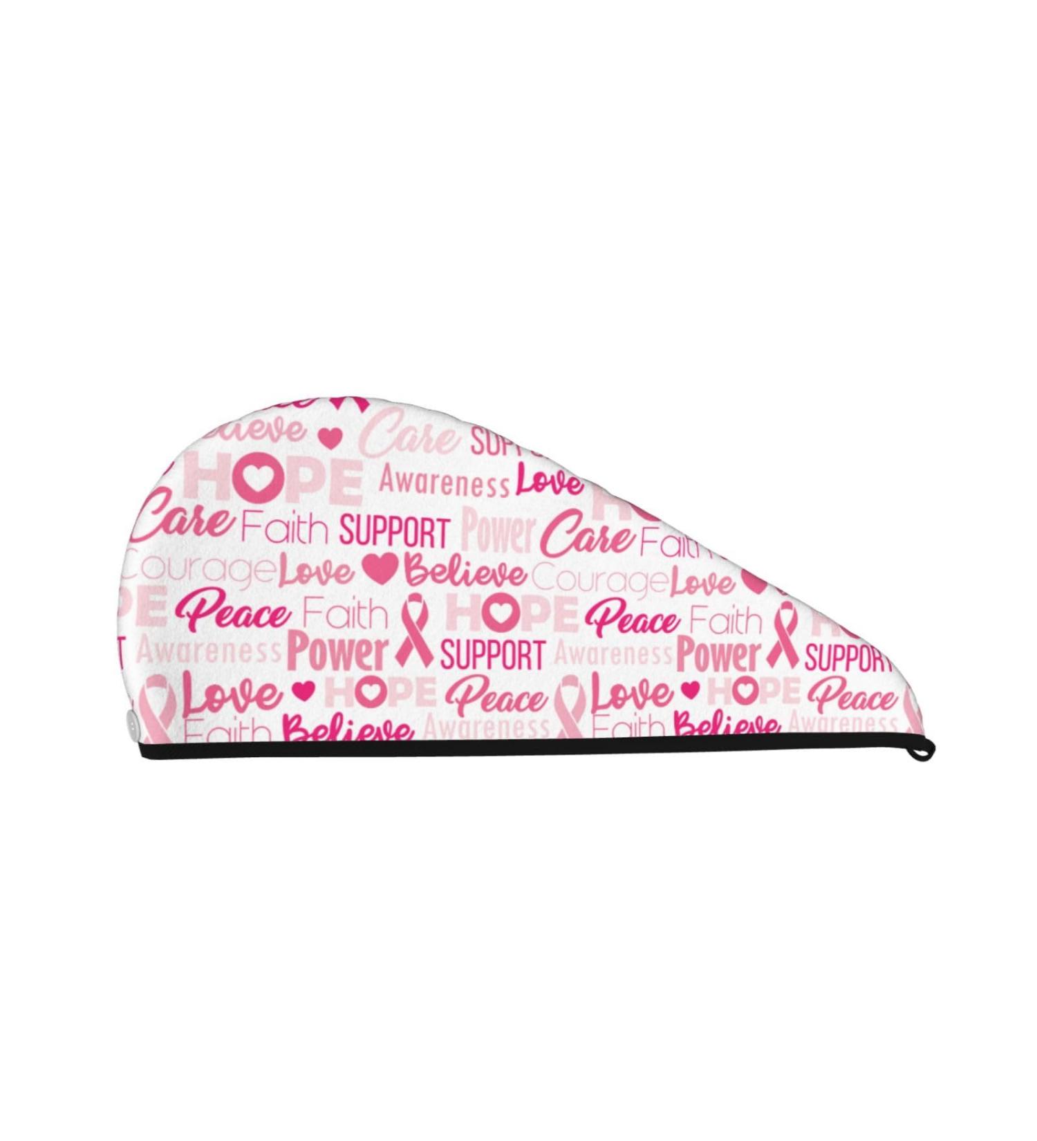 Hair Towel Wrap - Quick Drying Towel Turban with Button | Breast Cancer Pink Ribbons Awareness - Buy Online on GoSupps.com