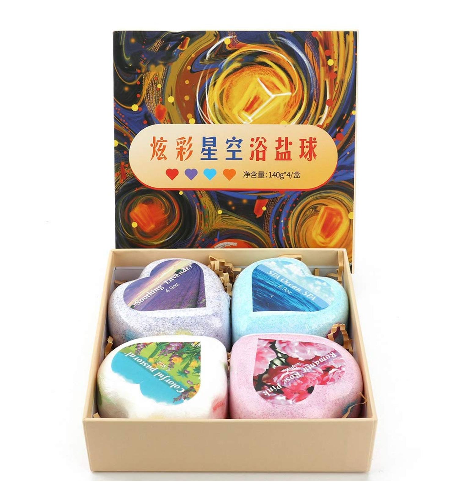 Heart Shape Bathing Balls (4 Pack) - Nourishing Salt Balls for Cleansing & Moisturizing | Ideal for Body Refinishing & Pore Care - Buy Online on GoSupps.com