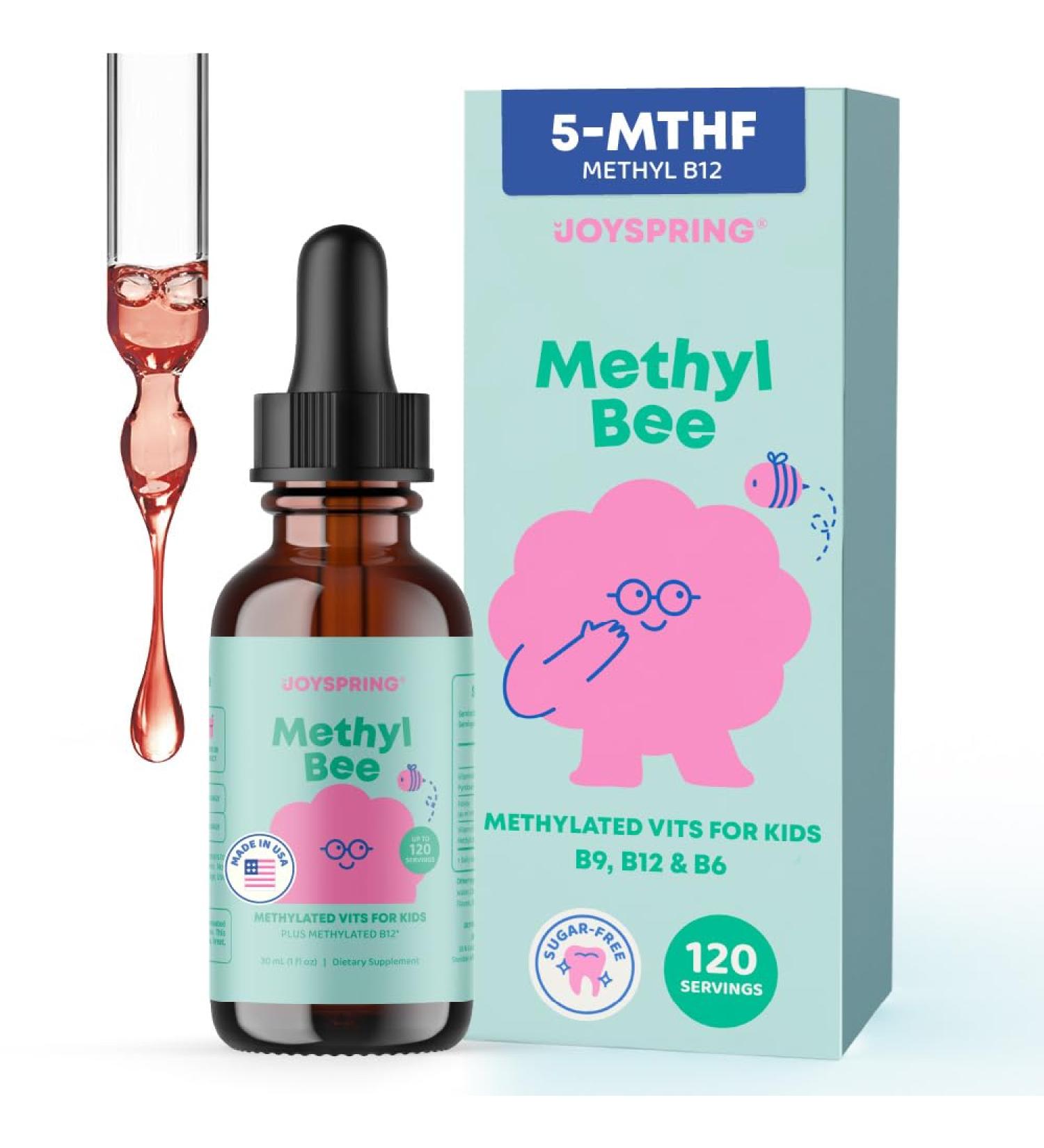 JoySpring Methylfolate for Kids | 5-MTHF Plus Methyl B12 with B6 (P5P) - MethylBee - MTHFR Supplement Kids B12 Vitamin | Folinic Acid Alternative | Berry Lemonade Drops | 30 Servings 1 Fl Oz (Pack of 1) - Buy Online on GoSupps.com