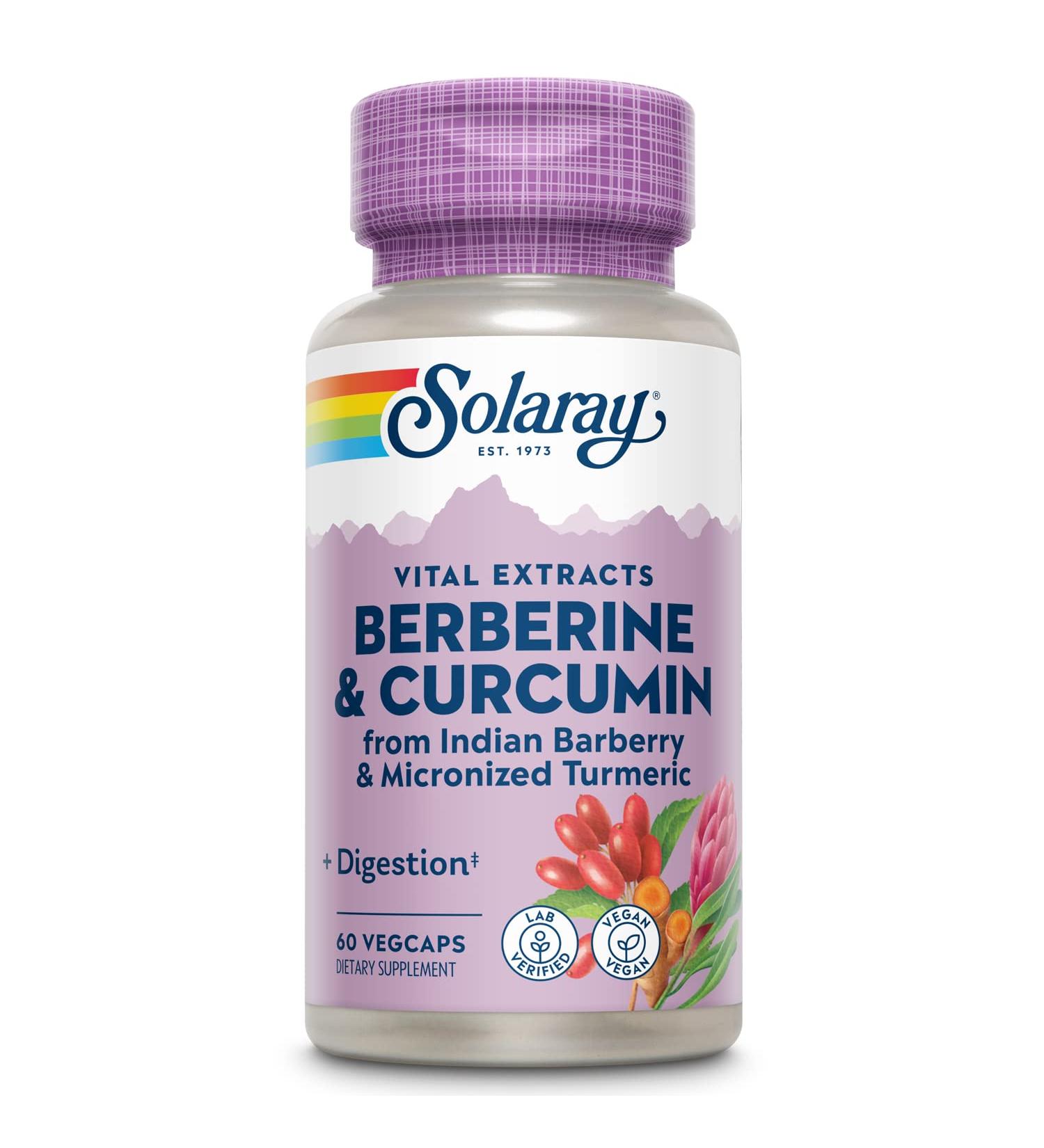 Solaray Berberine & Curcumin Root Extracts - 60 Vegan Capsules for Health Support - Buy Online on GoSupps.com