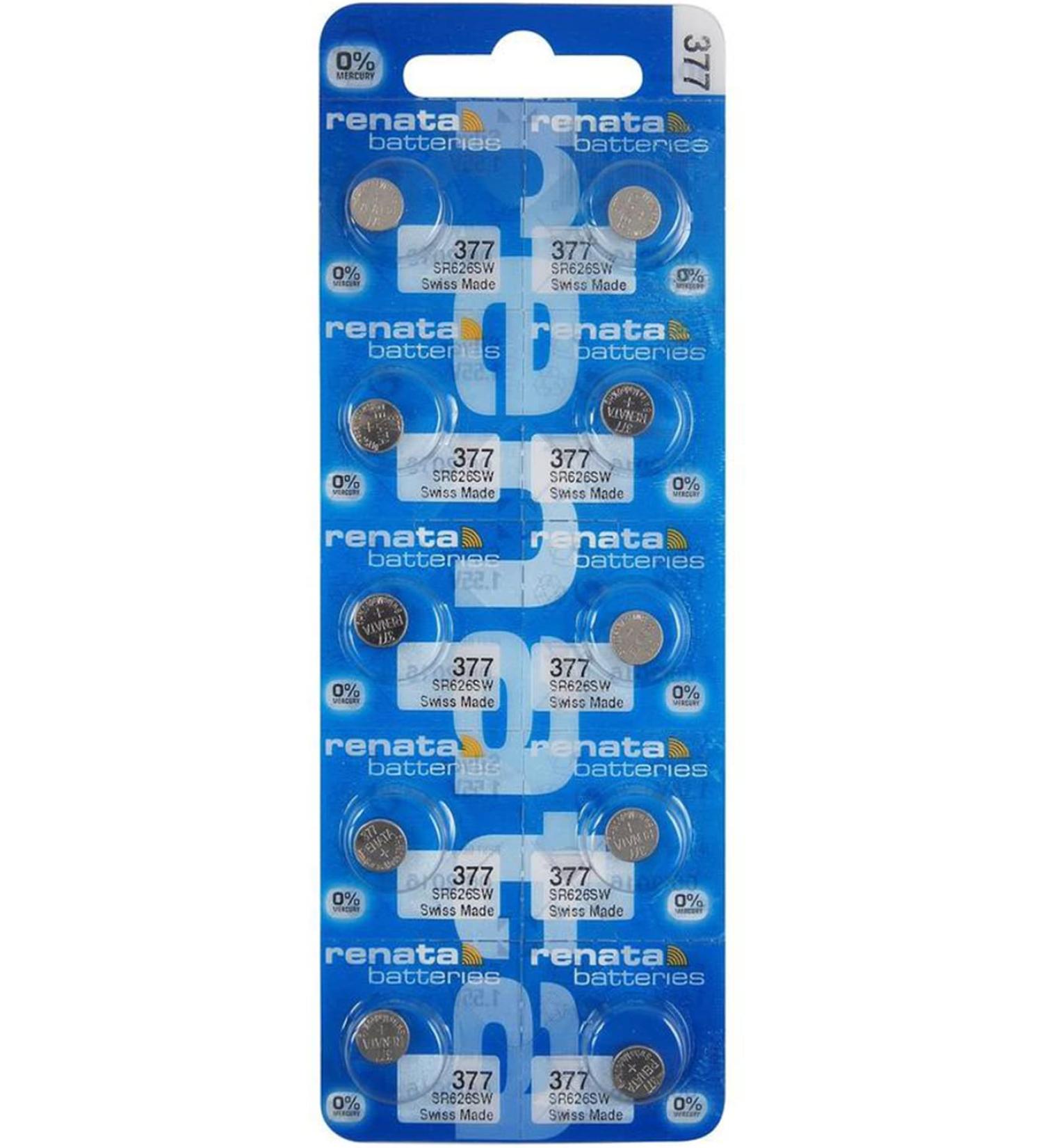 Renata 377 SR626SW Batteries | 1.55V Silver Oxide Watch Battery (10 Count) - Long-lasting Power for Your Watches - Buy Online on GoSupps.com