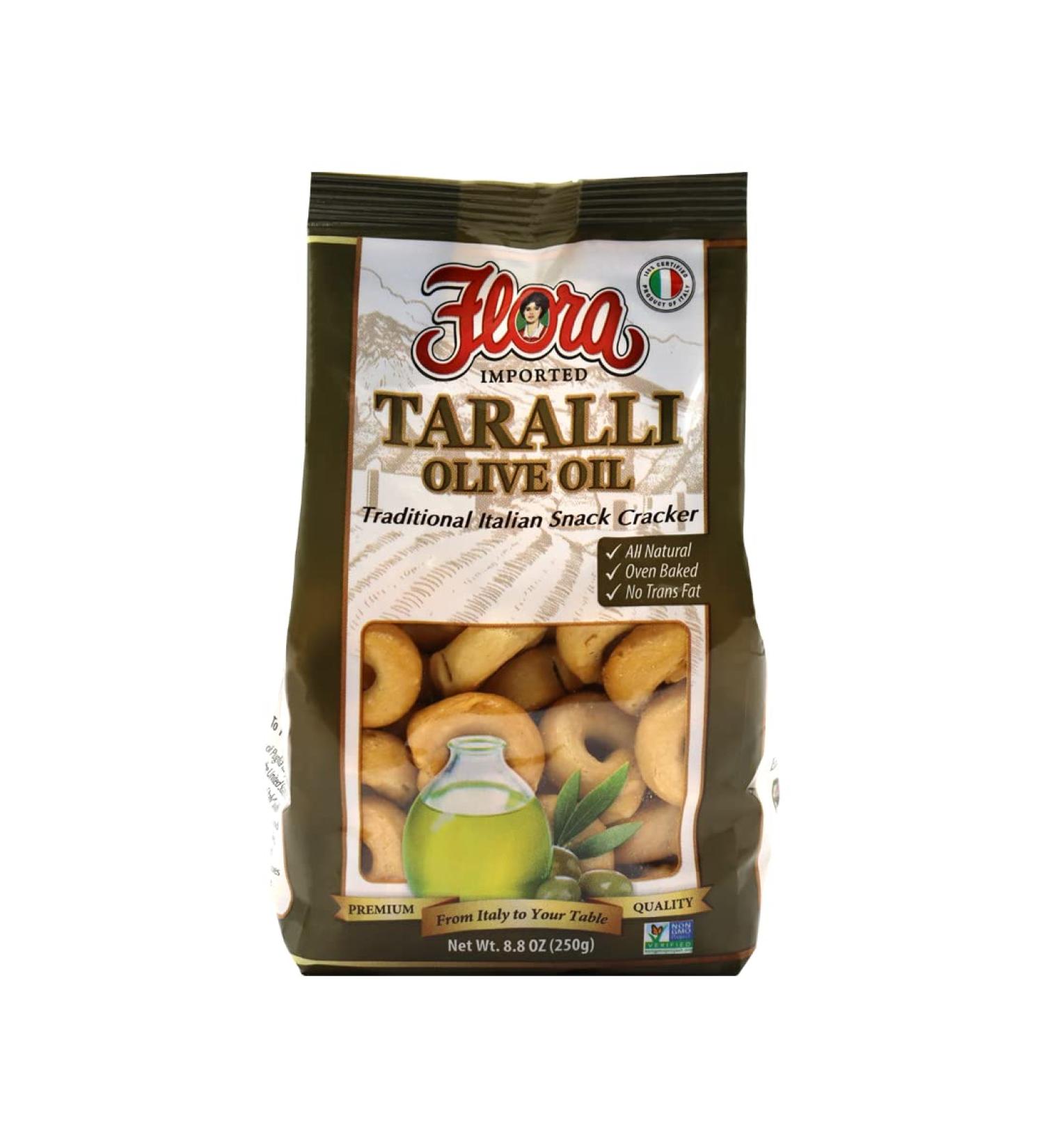 Flora Taralli 8.5oz: All Natural Italian Snack Cracker - Cholesterol Free - Savory Oven Baked - 100% Italian (Olive Oil) - Buy Online on GoSupps.com