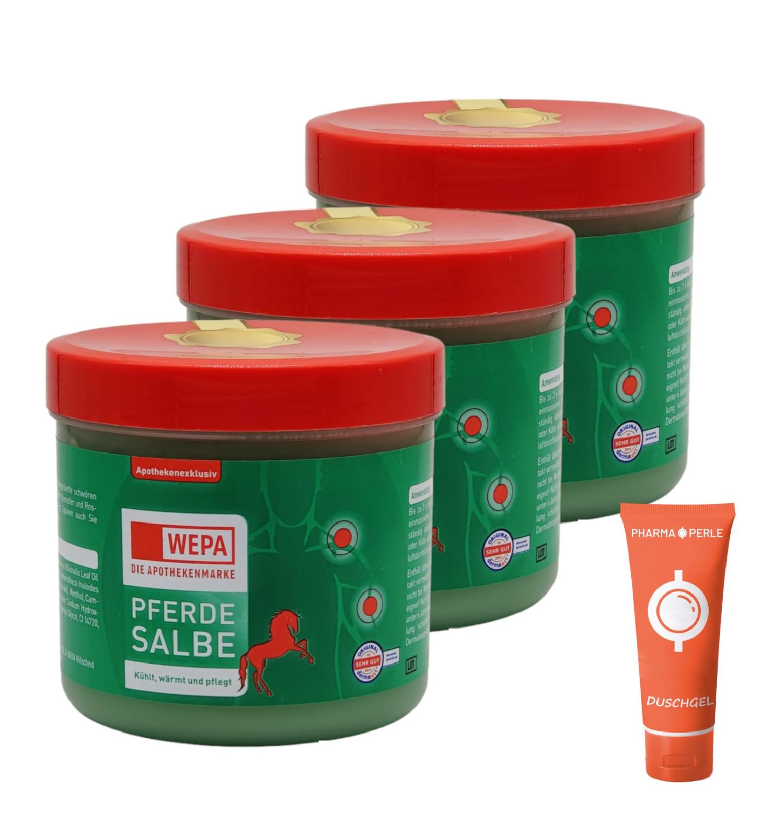 Pharma Pearl Wepa Horse Ointment 3x500ml - Cooling & Warming Muscle Relief | Sore Muscles Skin Care | Spar-Set Plus Gift - Buy Online on GoSupps.com