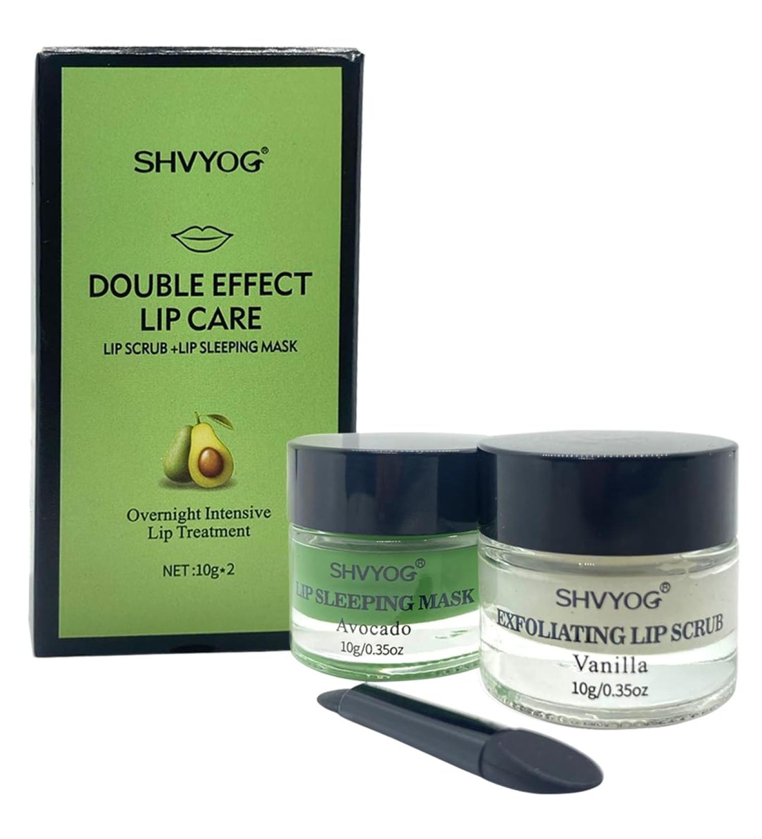Double Effect Lip Care Vanilla Lip Scrub + Avocado Lip Sleeping Mask