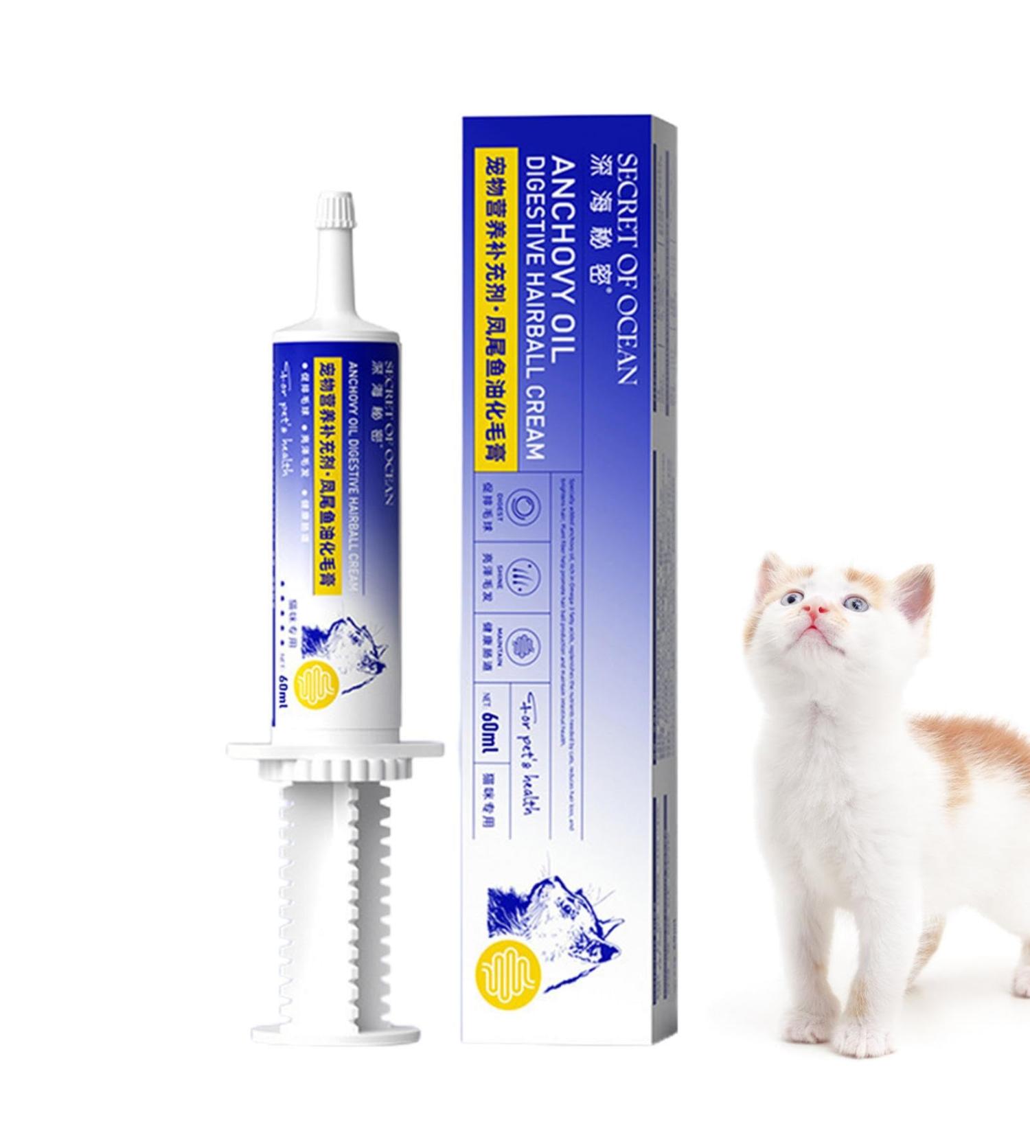 Hairball Cream Natural Hairball Control Gel - Anti Hairball Control Nutritious Natural and Effective Supplement for Healthy Tissue and Kitten 60ml - Buy Online on GoSupps.com