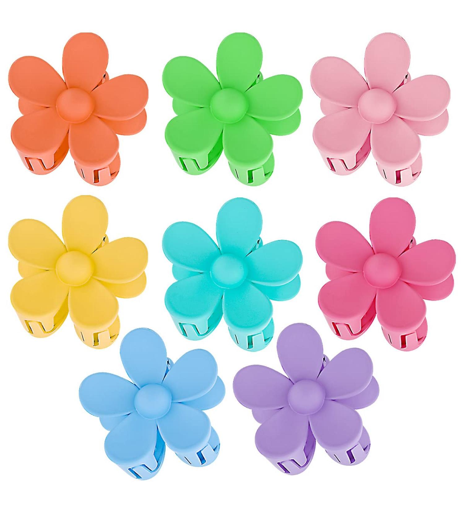 Non Slip Matte Flower Hair Clips - Set of 8 Large Daisy Hair Claw Clips for Thick Hair - Cute Hair Accessories for Women and Girls in 8 Colors - Buy Online on GoSupps.com