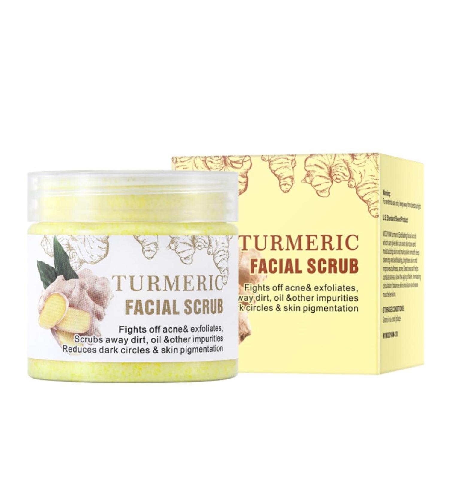Turmeric Facial Scrub Face Scrub Exfoliator for Acne and Dark Spots Smooth Skin Reduces Hyperpigmentation 100g