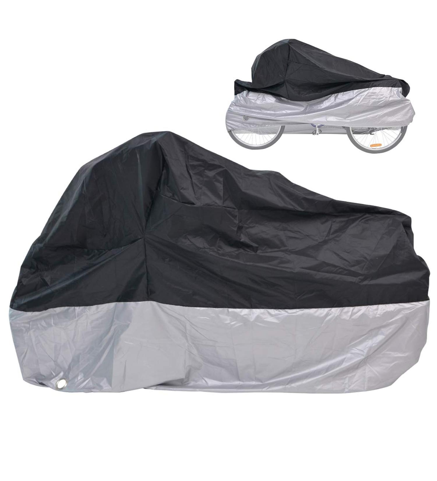 MOONCOOL Adult Tricycle Cover - Waterproof 3 Wheeled Bike Storage Cover, 75'' L, Black & Silver - Dust and Wind Resistant - Buy Online on GoSupps.com