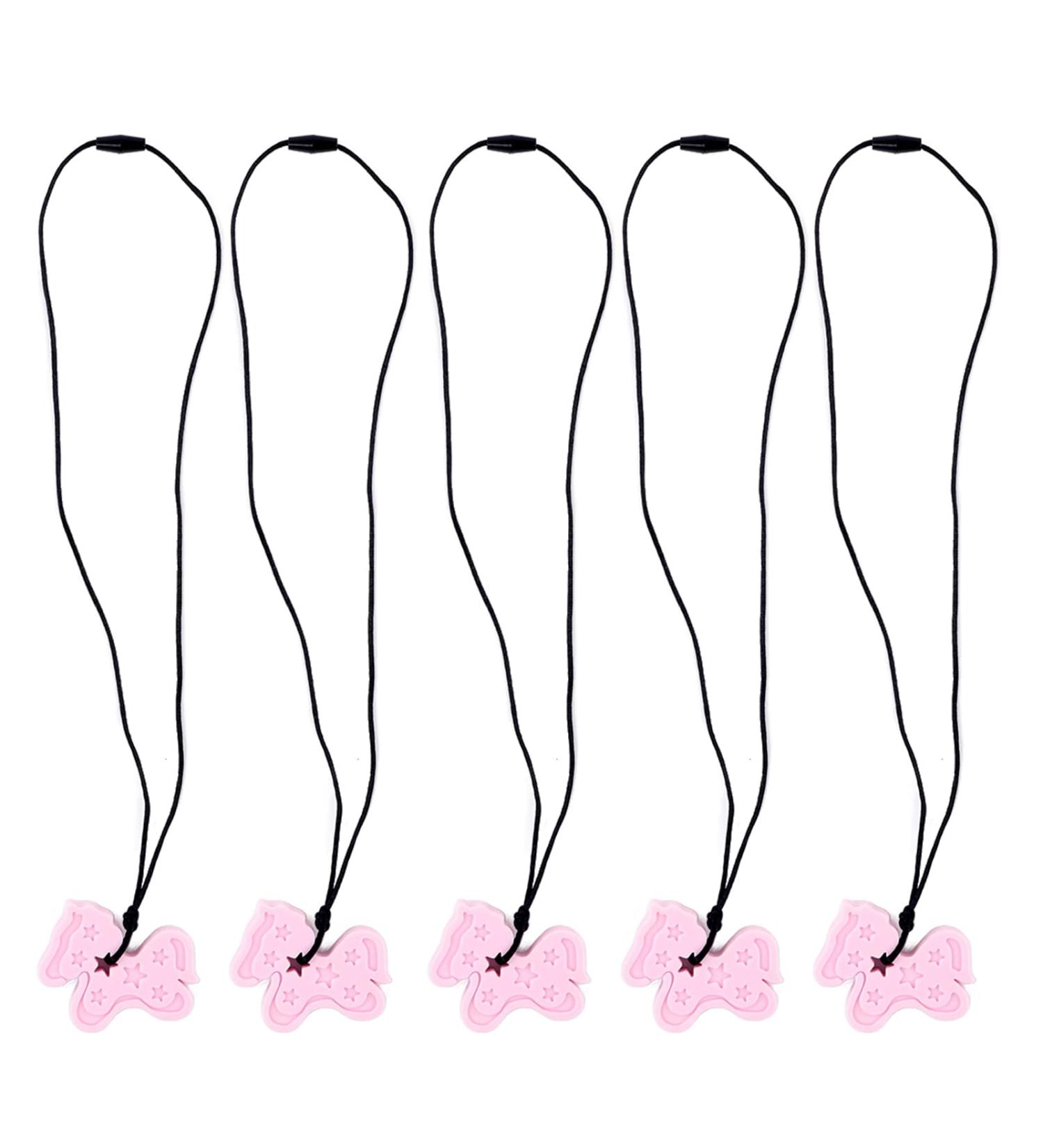 5Pcs Silicone Pendant Chewy Teether  Baby Teething Toys Sensory Chew Teether Gum Massage Relieve Swelling Pendant Shaped Baby Teething Toy Set(Light Pink) - Buy Online on GoSupps.com
