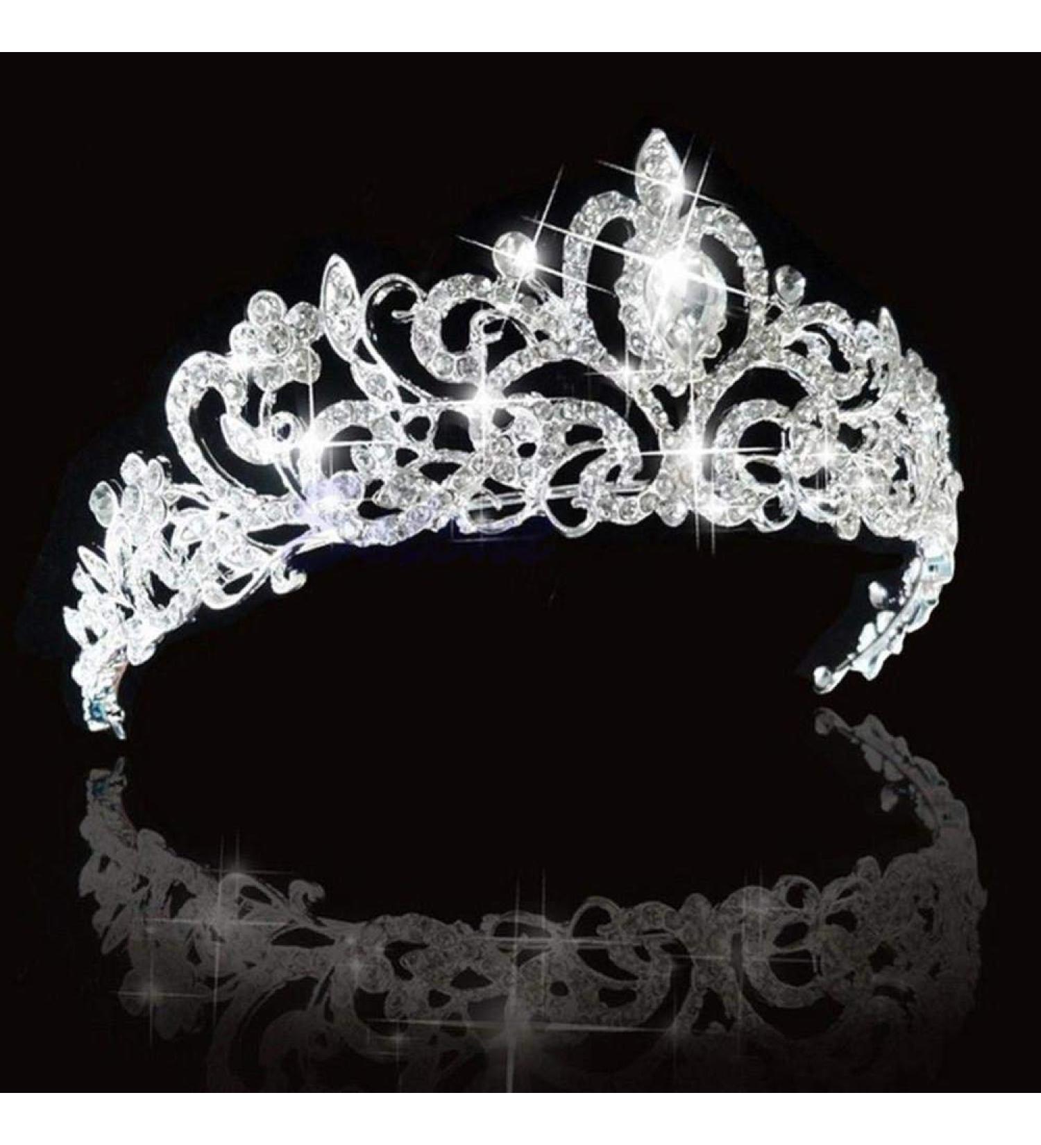 SNOWH Crystal Crown Tiara - Rhinestone Princess Wedding Pageant Headpiece - Silver - Buy Online on GoSupps.com