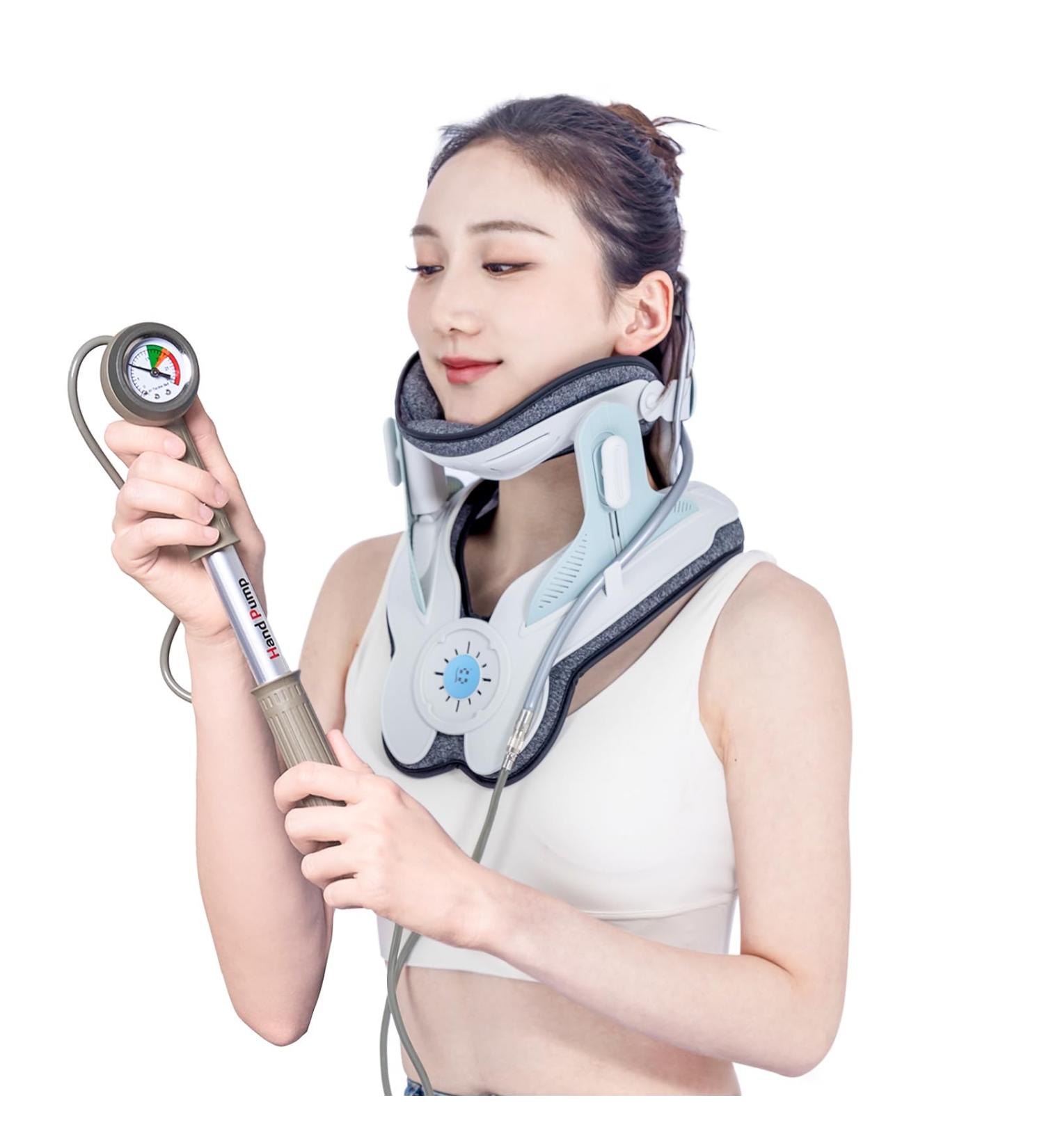 Alliluyaa Cervical Neck Traction Device - Adjustable 3 Power Tractions & 8 Airbags for Neck Pain Relief | International Shipping Available - Buy Online on GoSupps.com