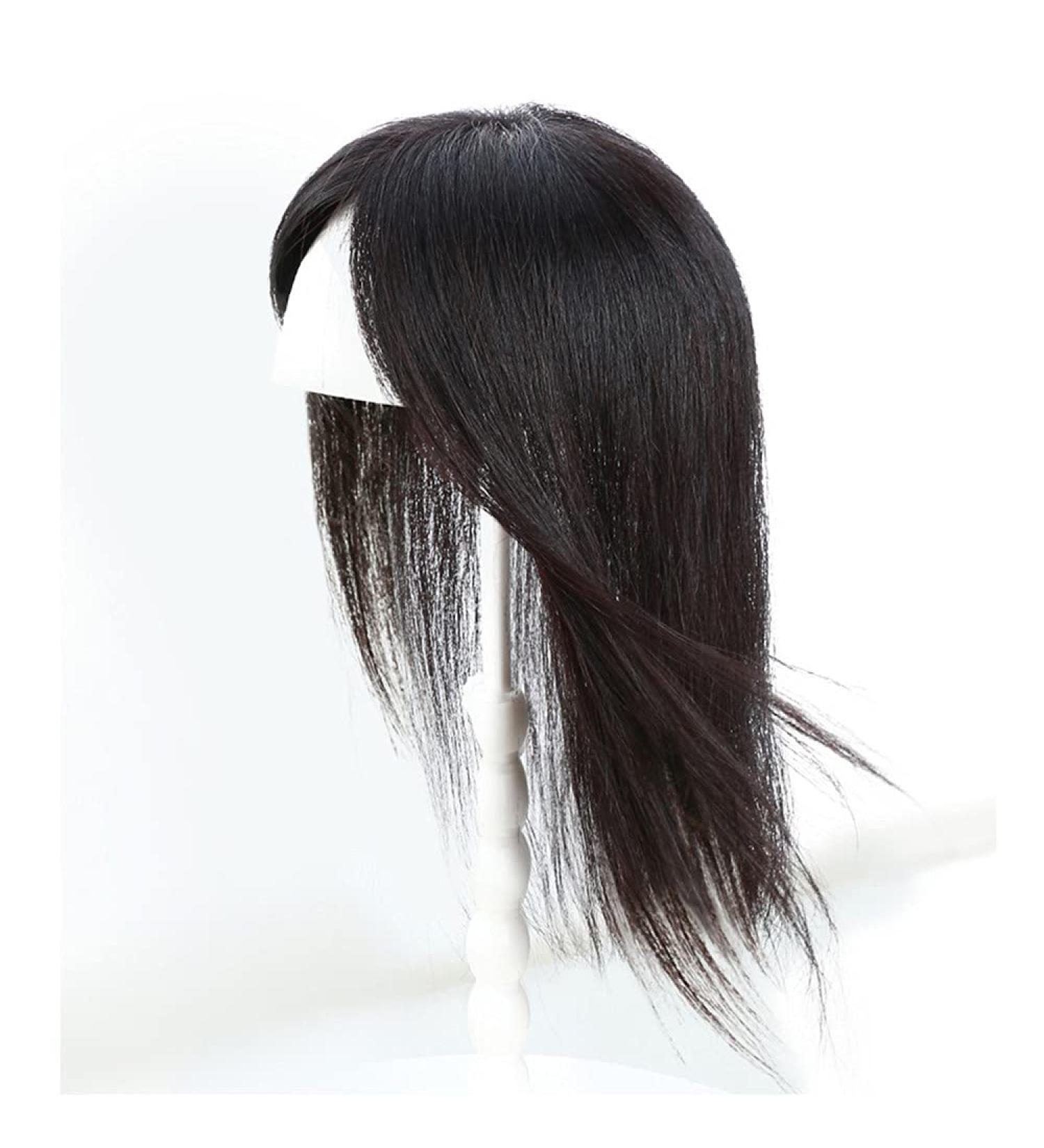 Natural Black Clip-In Human Hair Extension Hairpiece - 9x14 cm Crown Straight Topper for Women - 20 cm Length - Buy Online on GoSupps.com