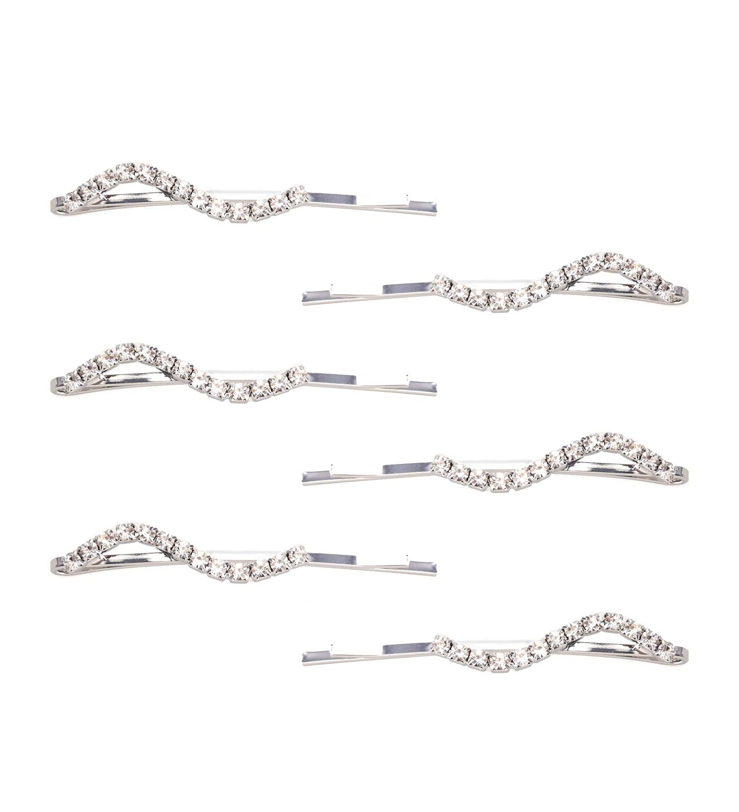 6 Pieces Rhinestone Bobby Pins Crystal Hair Pins Grips Slide Single Row Slim Diamante Rhinestone Bobby Pin for Brides Girls Barrettes Styling - Buy Online on GoSupps.com