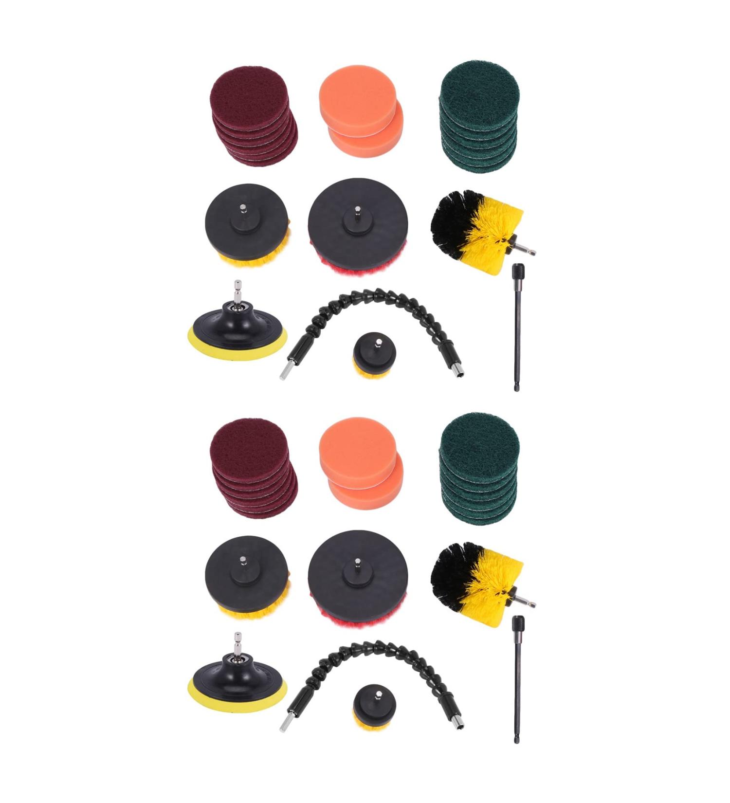 Clisted 42x Attachments Set Scrub Pads Sponge Power Scrubber Brush with Rotate Extend Long Attachment All Purpose - Buy Online on GoSupps.com