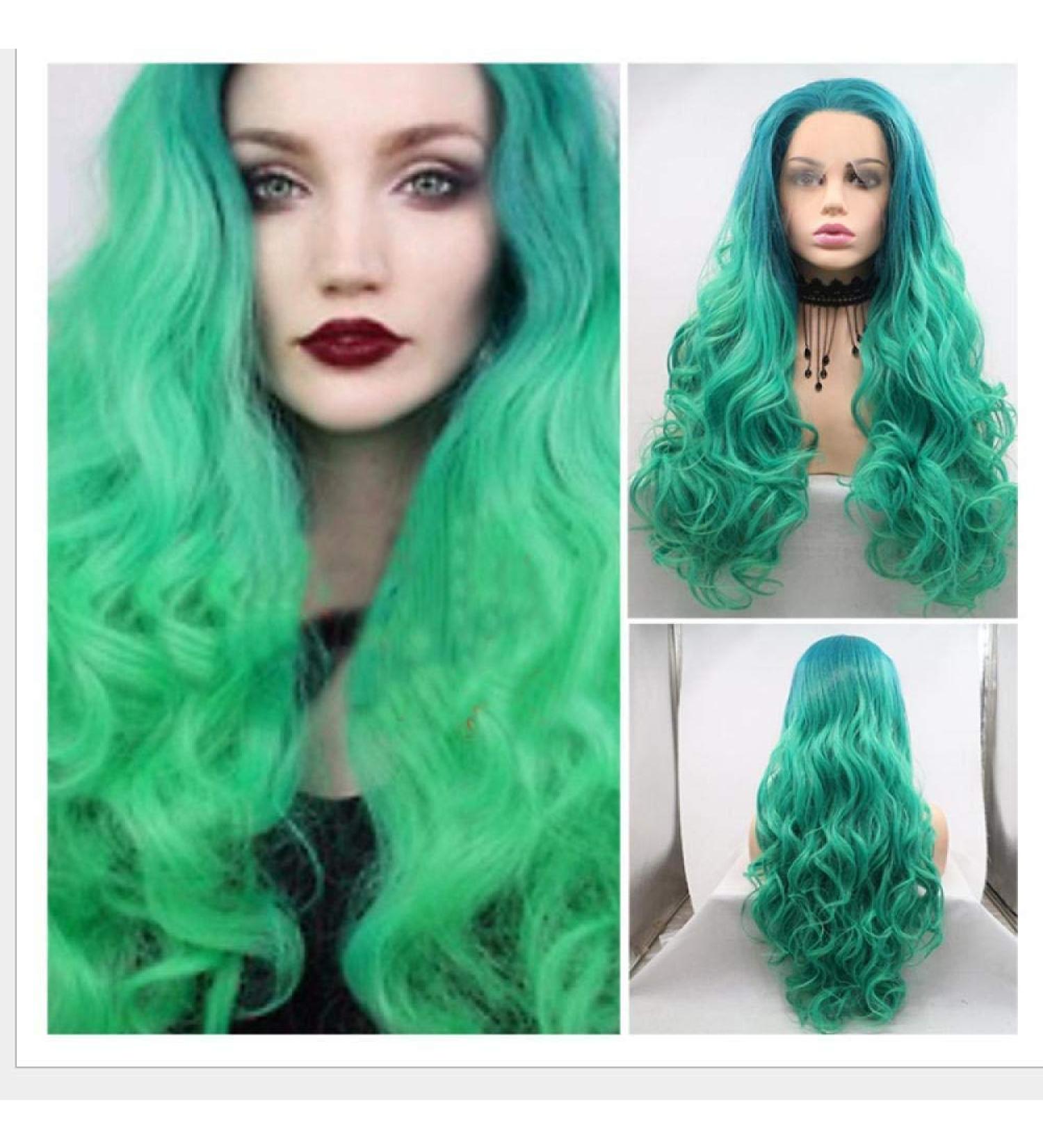 BGHJUE Dark Root Synthetic Wig for Women | High Temperature Hair Wig - Natural Green Long Roll Accessories - Buy Online on GoSupps.com