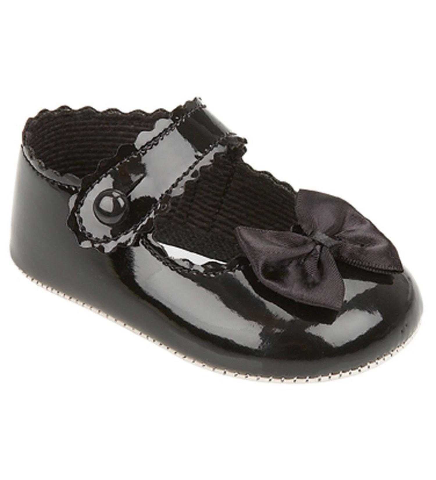 Baypods Baby Girls pram Shoes Christening Party Early Days 3-6 Months Black