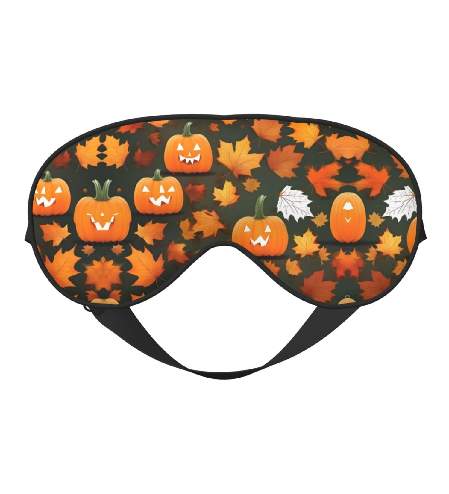 Happy Thanksgiving Pumpkin Print Sleep Mask | Double-Sided Eye Mask for Sound Sleep & Skin Care - Unisex Black - Buy Online on GoSupps.com