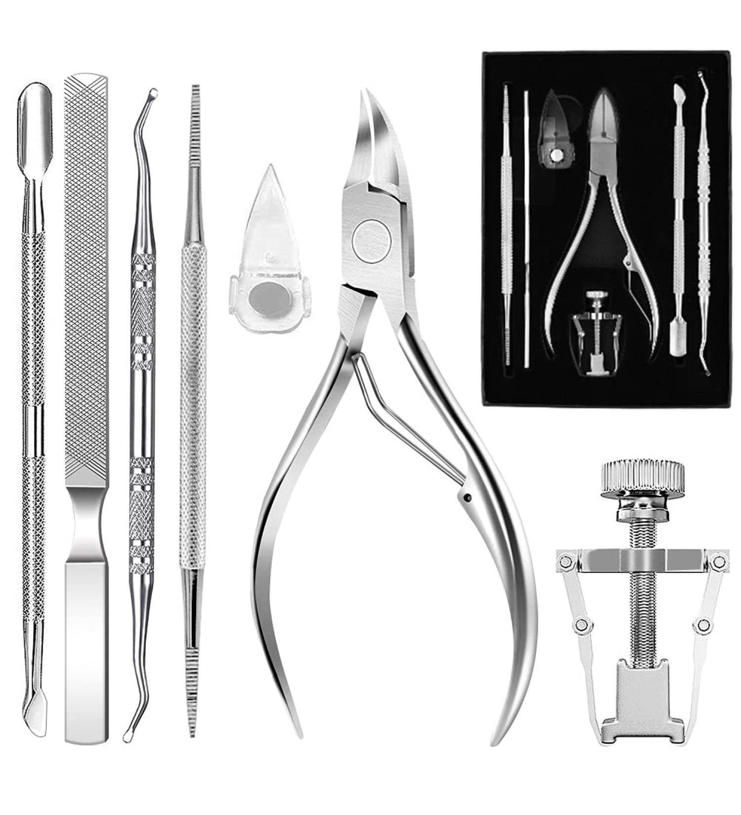 MEOWMEE 7PCS Cuticle Clippers Kit - Ingrown Nail Remover for Thick Overgrown Nails | Premium Cuticle Nippers & Fixer - International Shipping Available - Buy Online on GoSupps.com