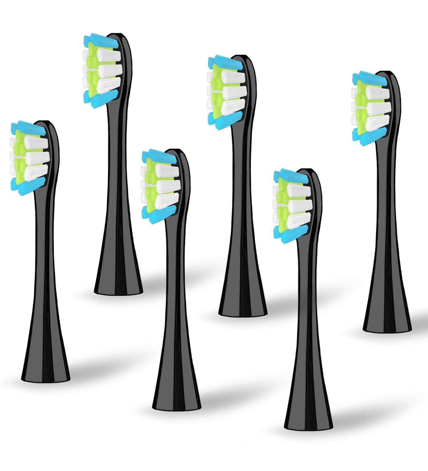 6 Pack Replacement Brush Heads for OCLEAN Electric Toothbrush - Compatible with Oclean One Flow X Pro & More - Black - Buy Online on GoSupps.com