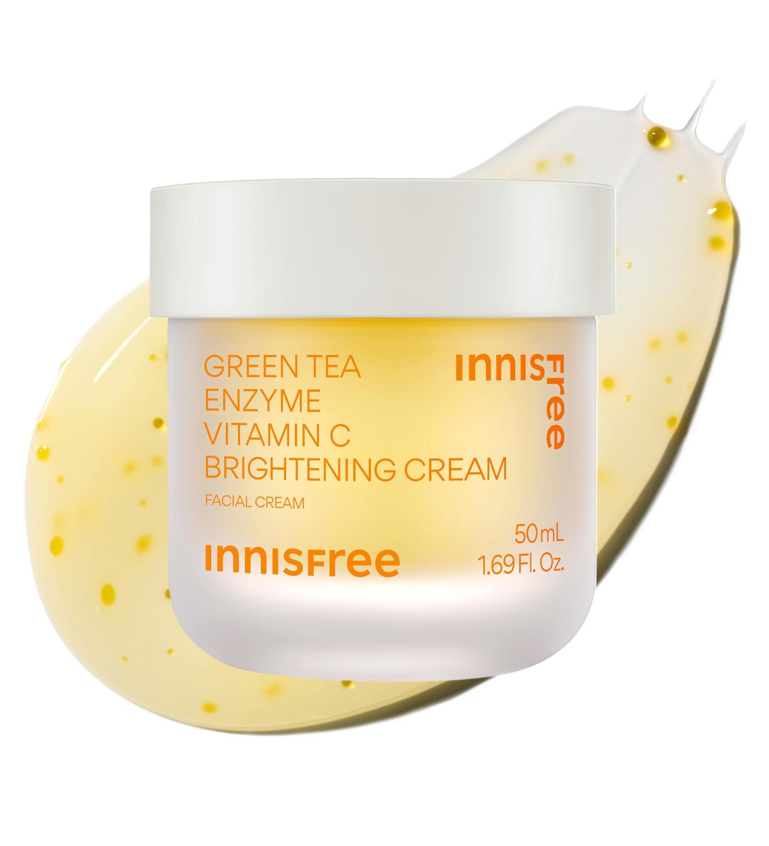innisfree Green Tea Enzyme Vitamin C Brightening Cream Korean Face Moisturizer for Dark Spots Hydration & Radiant Skin 1.69 fl .oz. / 50ml - Buy Online on GoSupps.com