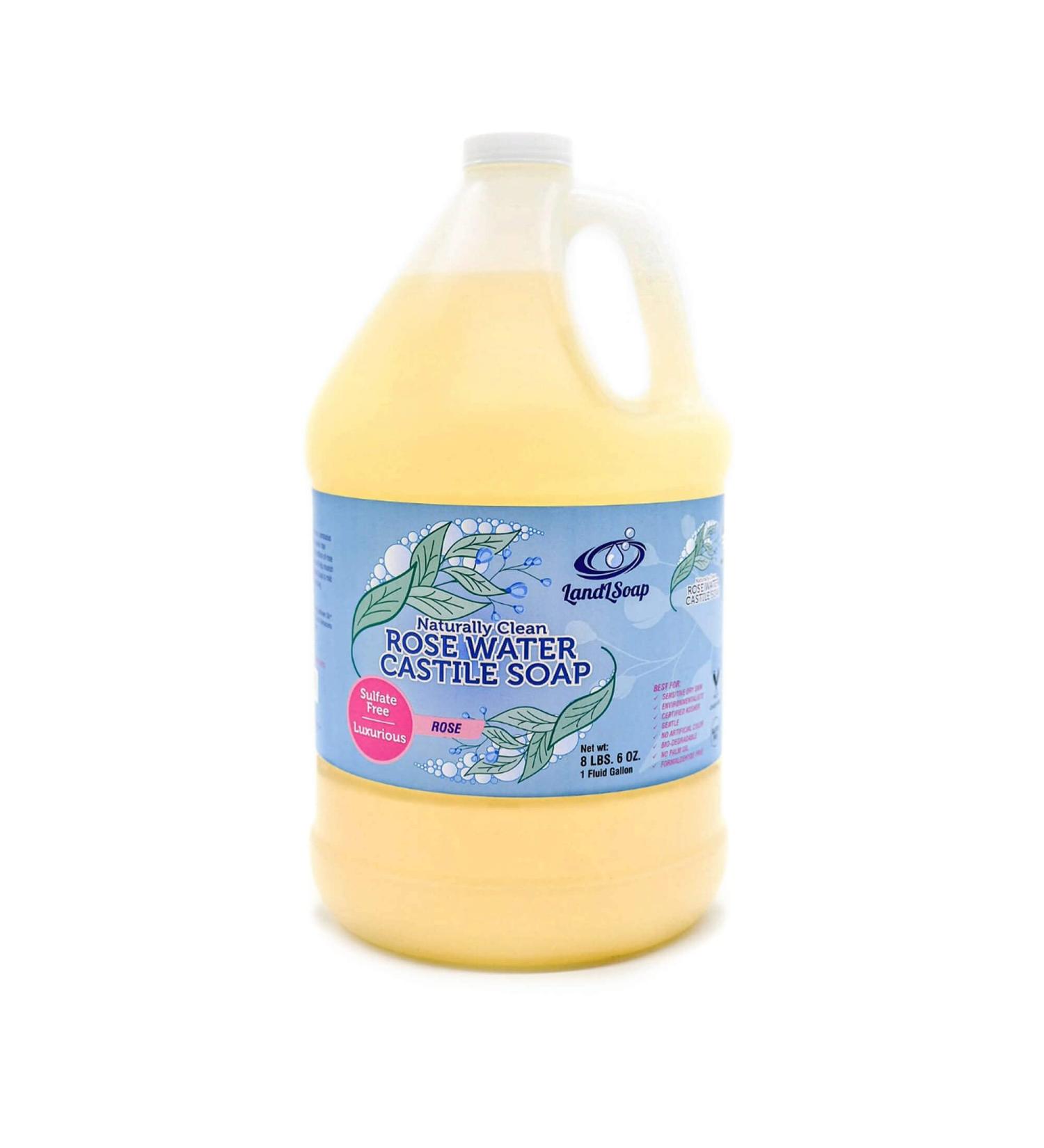 Rose Water Pure Castile Liquid Soap - Vegan Face Hand & Body Wash for All Skin Types | 1 Gallon Made in USA - Buy Online on GoSupps.com