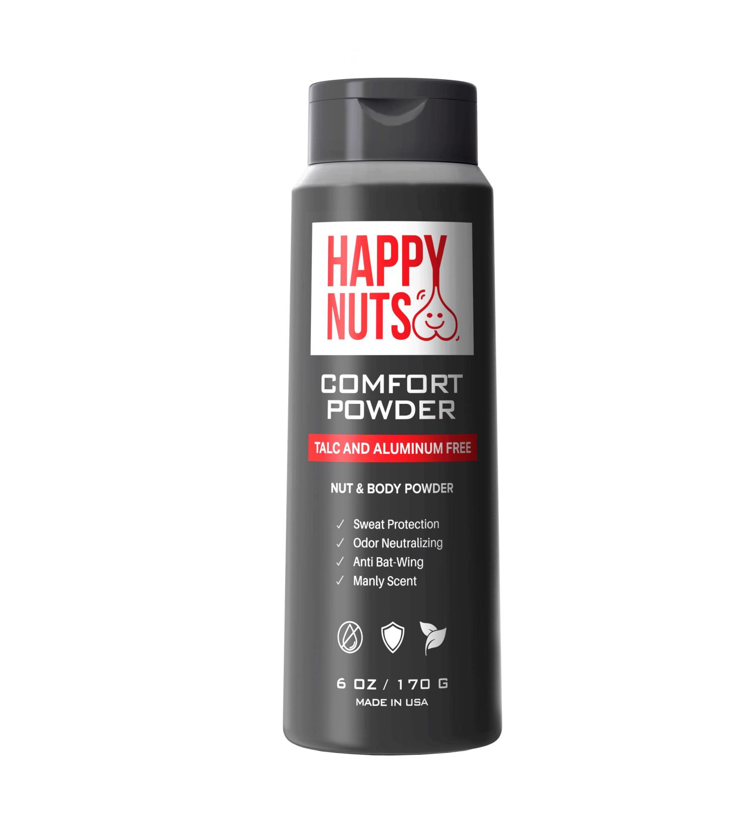Happy Nuts Comfort Powder - Anti-Chafing Body Powder for Men - 6 Ounce - Buy Online on GoSupps.com