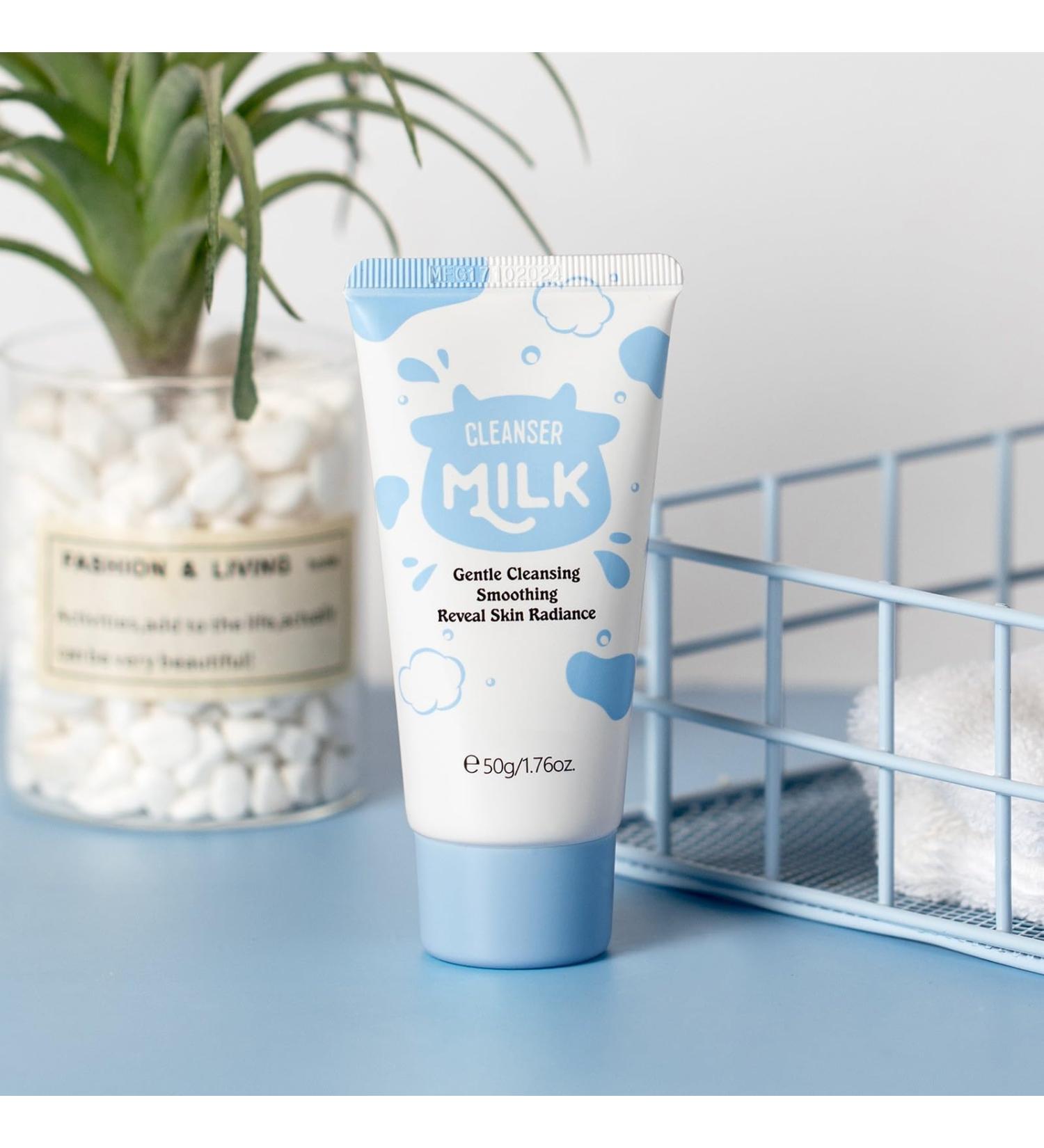 Milk Facial Cleanser - Gentle Nourishing Face Wash Deep Pore Refinement & Moisturizing Face Wash Gentle Foaming Cleanser for All Skin Types - 50g/1.76oz Sky Blue - Buy Online on GoSupps.com