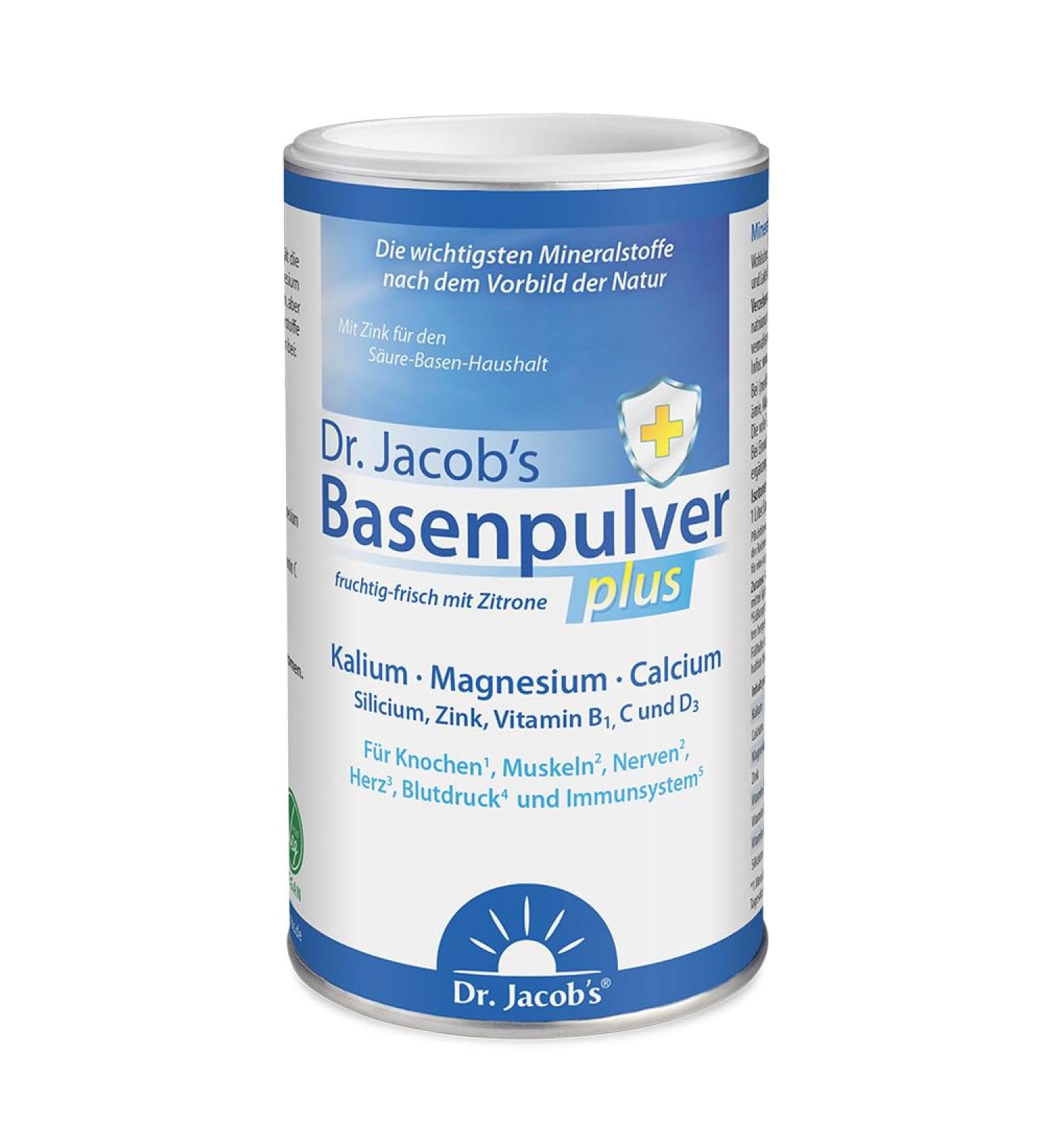 Dr Jacob's Base Powder Plus with Real Lemon - 300g | Vegan Muscle Bone Heart & Blood Pressure Support - Potassium Calcium Magnesium Zinc & Vitamin C & D - Buy Online on GoSupps.com