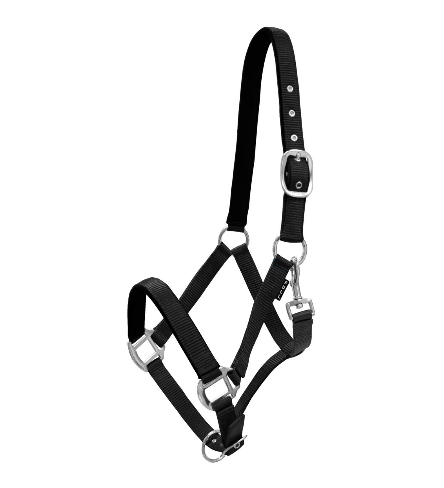 York Horse Halter Milo Nylon Halter soft padding stable halter pasture halter noseband (pony black) pony black