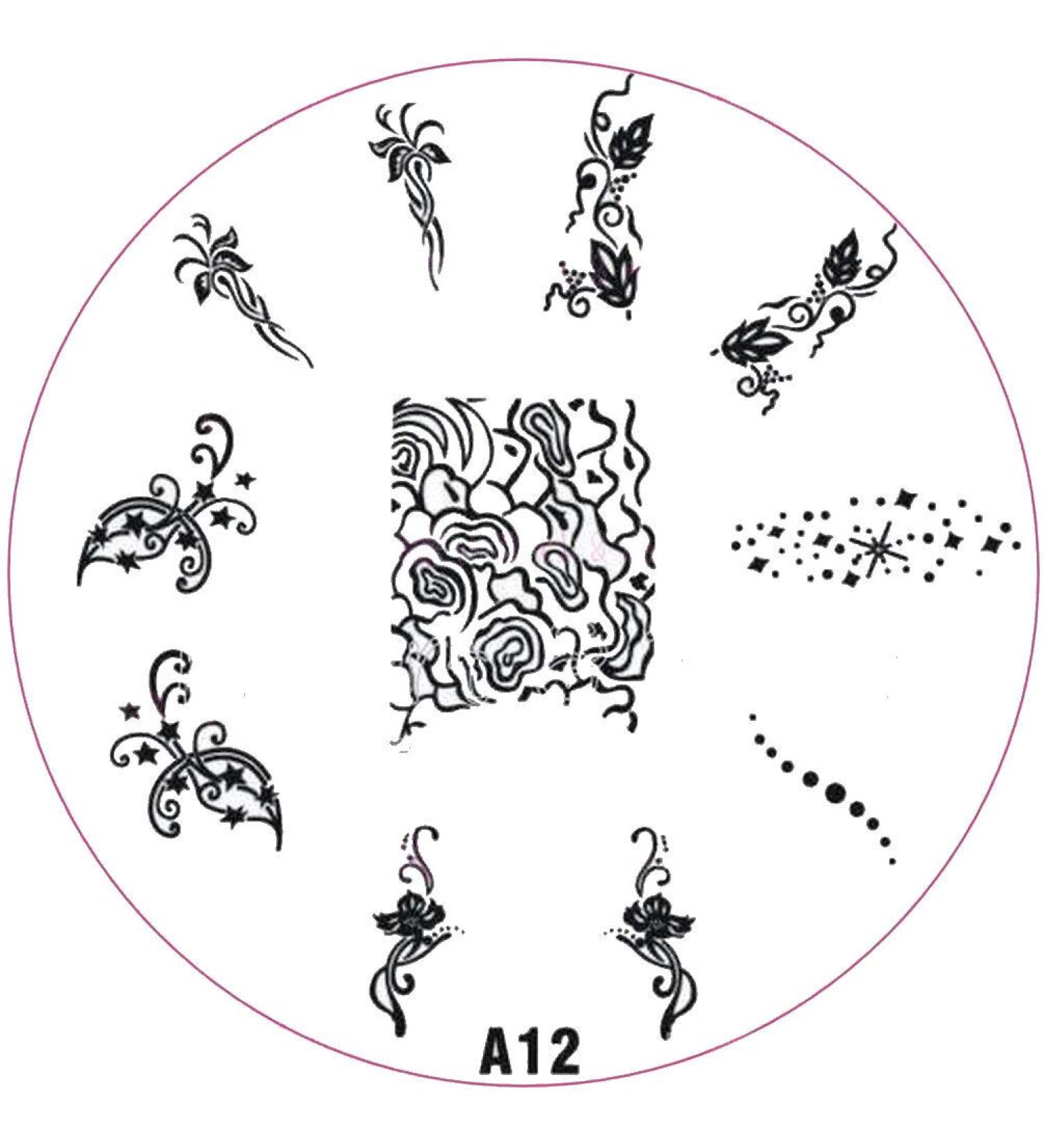++SPECIAL ITEM++ Stamping stencil A-Series: A12 Flower tendrils starry sky