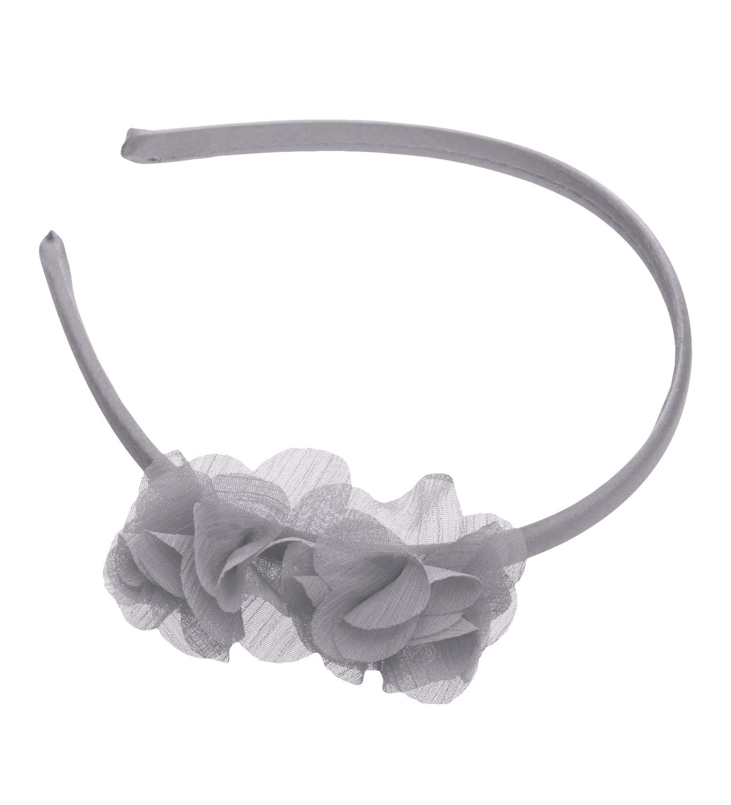 Hair -ready with two fabric flowers gray