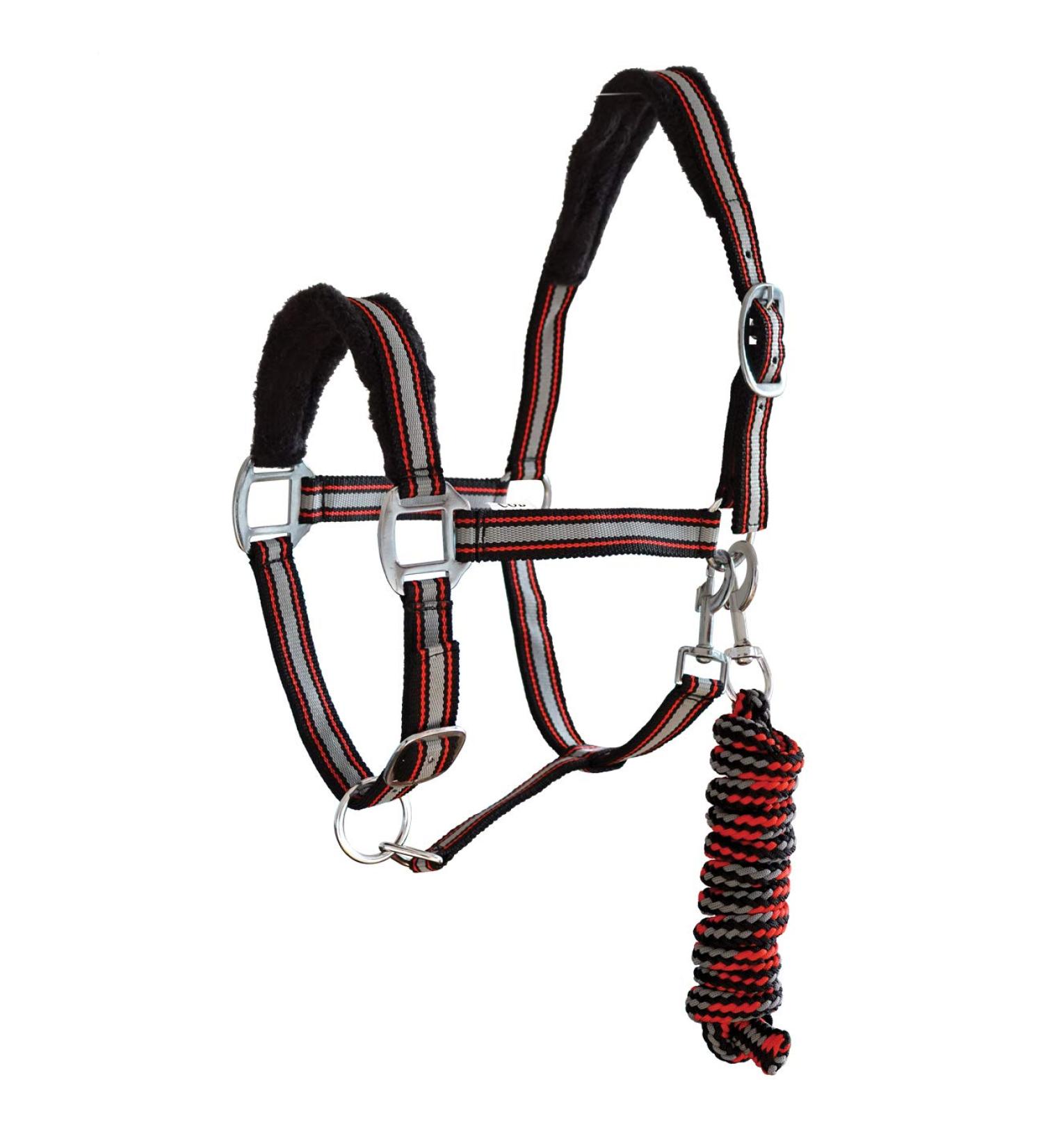 York halter set halter with rope Calipso halter & rope padded (pony red/black) pony red/black
