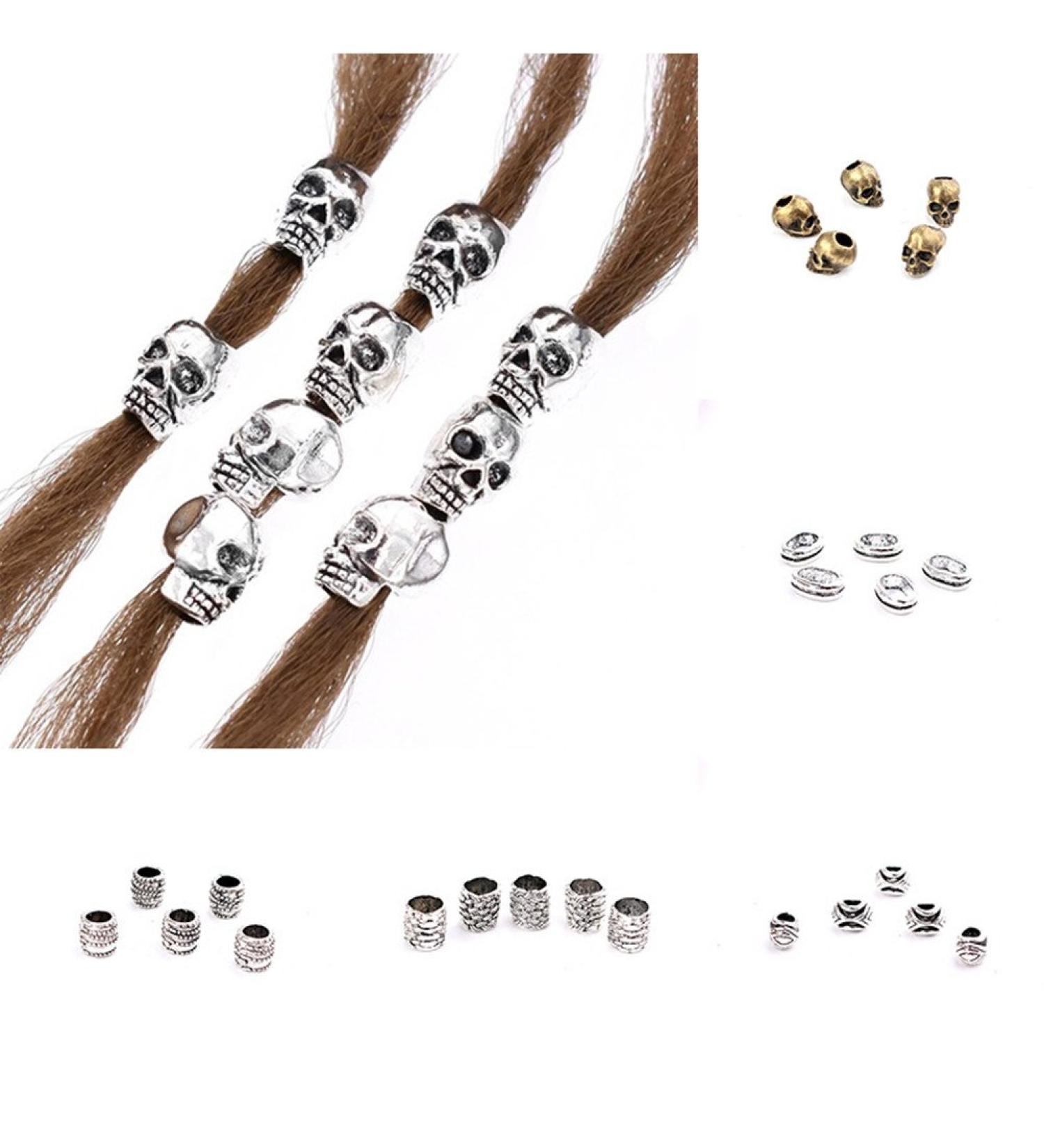 cuhair 30pcs Skull Hair Clips Vintage Punk Metal Ponytail Holder for Women Girls