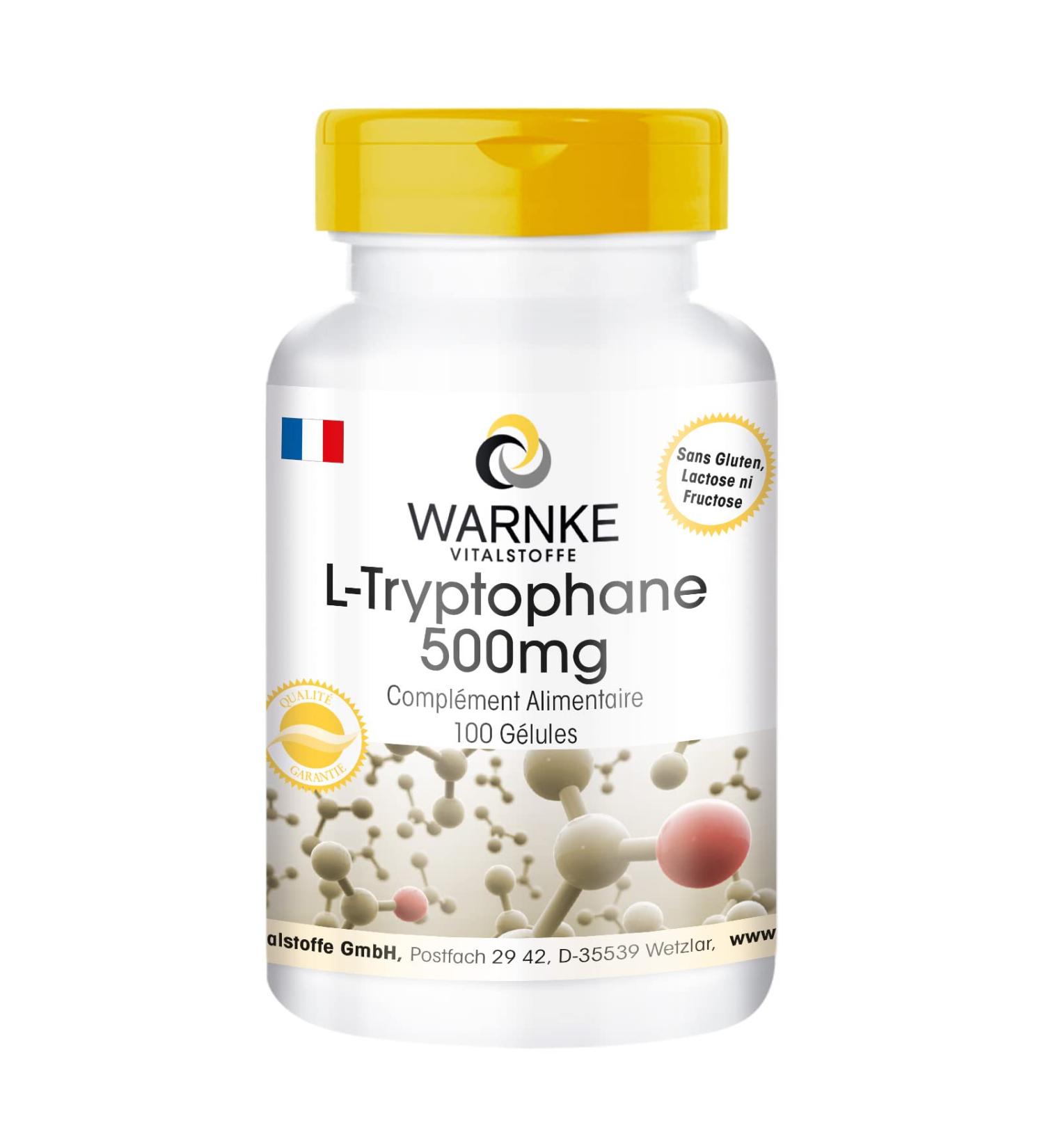 L-Tryptophan 500mg - 100 capsules - Vegan | Warnke Vitalstoffe - Quality from German pharmacies - Buy Online on GoSupps.com