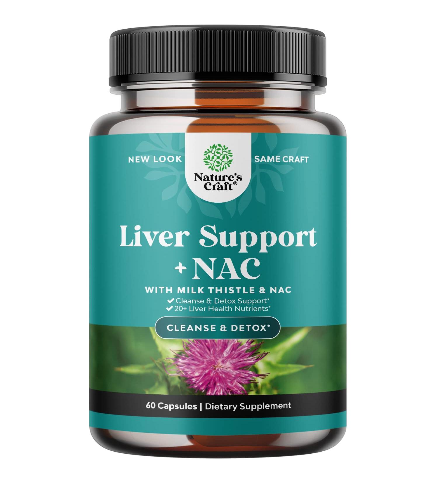 Liver Support Supplement with NAC - Herbal Liver Supplement with N Acetyl Cysteine Silymarin Milk Thistle Extract Dandelion Root Artichoke Extract Choline Bitartrate and Berberine for Liver Cleanse - Buy Online on GoSupps.com