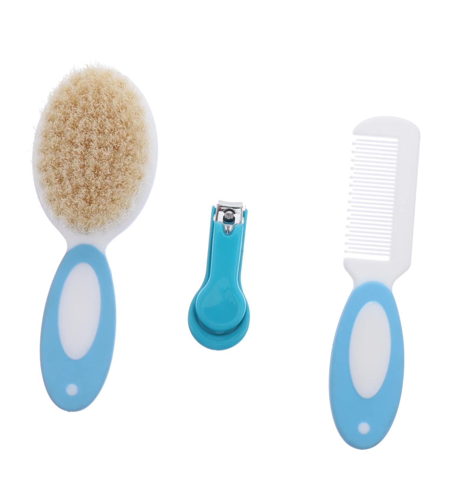 3pcs Wool Brush Wooden Hair Brush Baby Grooming Kit for Newborn Girls & Boys - Buy Online on GoSupps.com