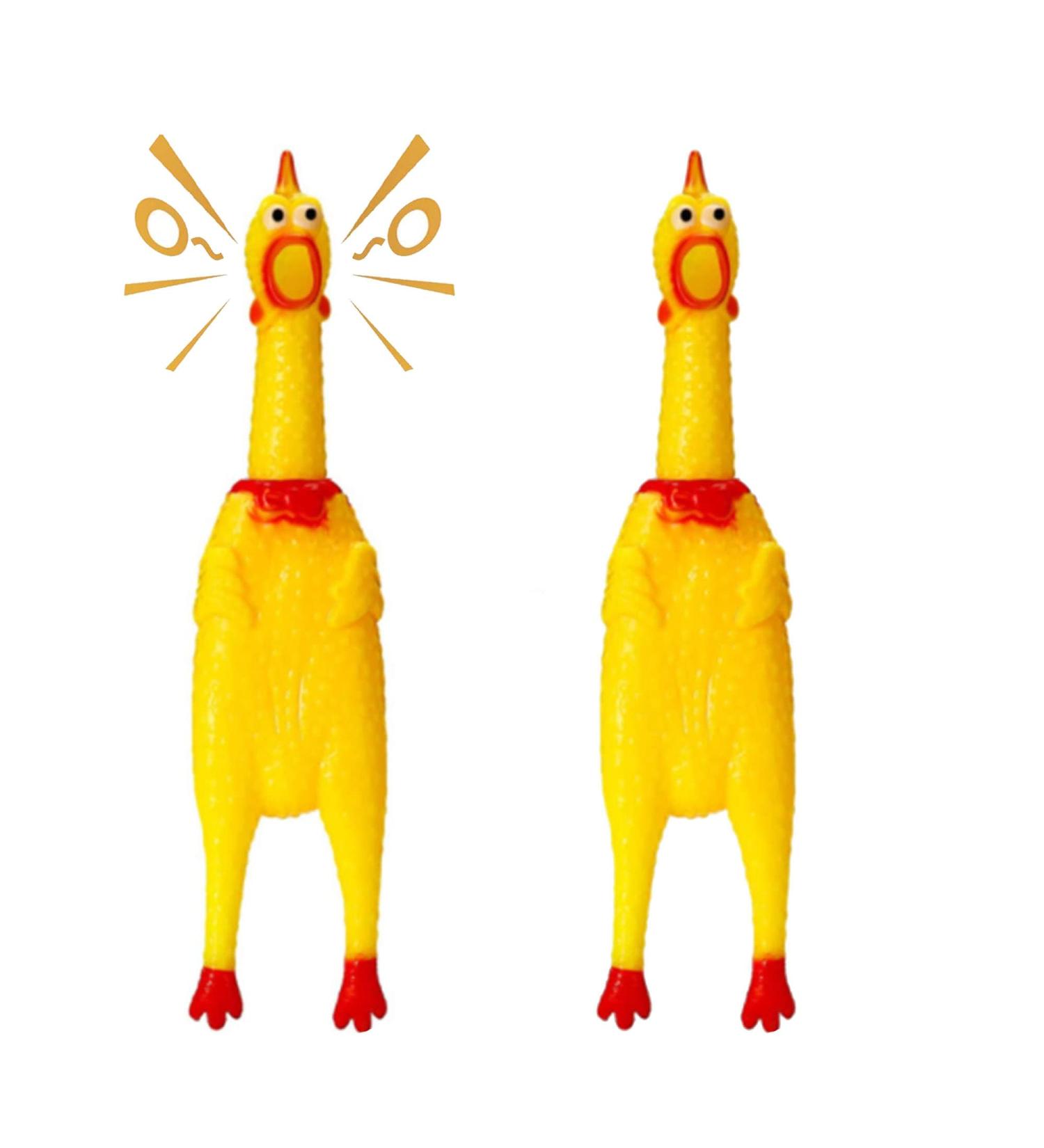 Buy XFly 2 Rubber Screaming Chickens - Squeaky Dog Toys for Teeth Cleaning - Yellow Decompression Toy (17cm) - International Shipping Available - Buy Online on GoSupps.com